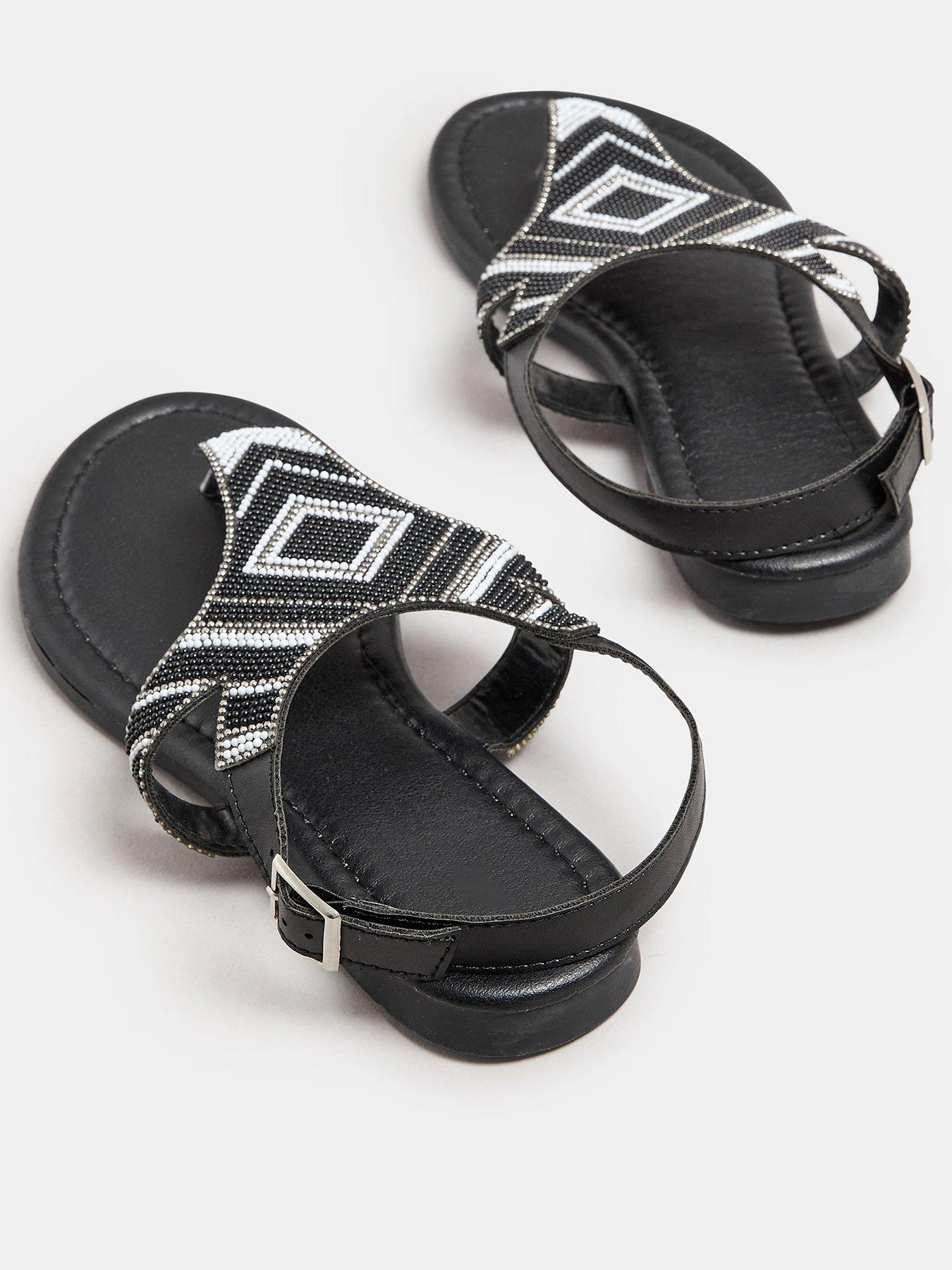  image of yours-extra-wide-fit-beaded-t-bar-sandal