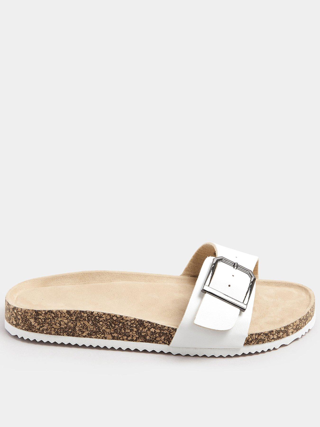 Image 1 of 4 of Yours Extra Wide Fit Single Buckle Sandals - White