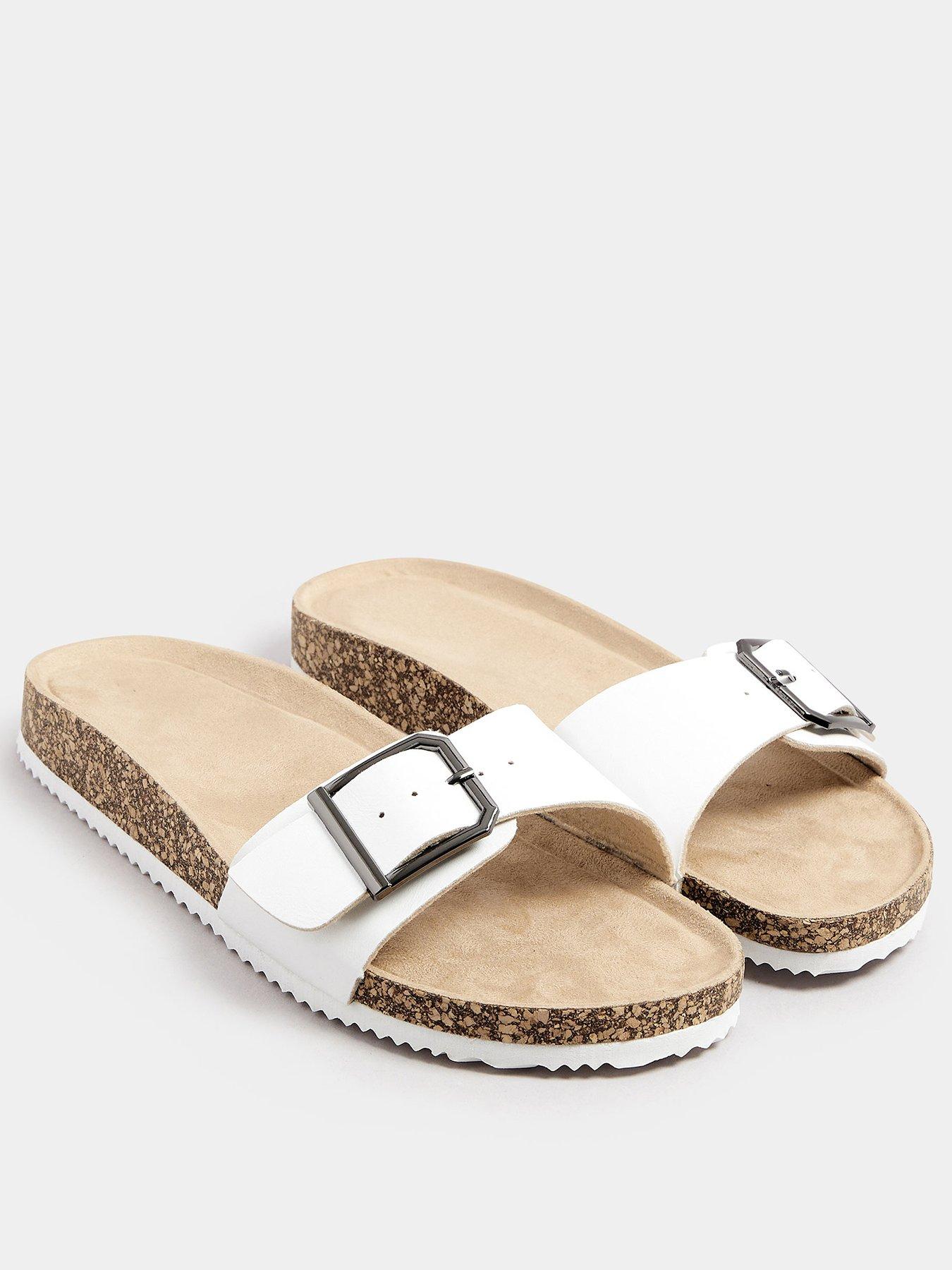 Image 2 of 4 of Yours Extra Wide Fit Single Buckle Sandals - White