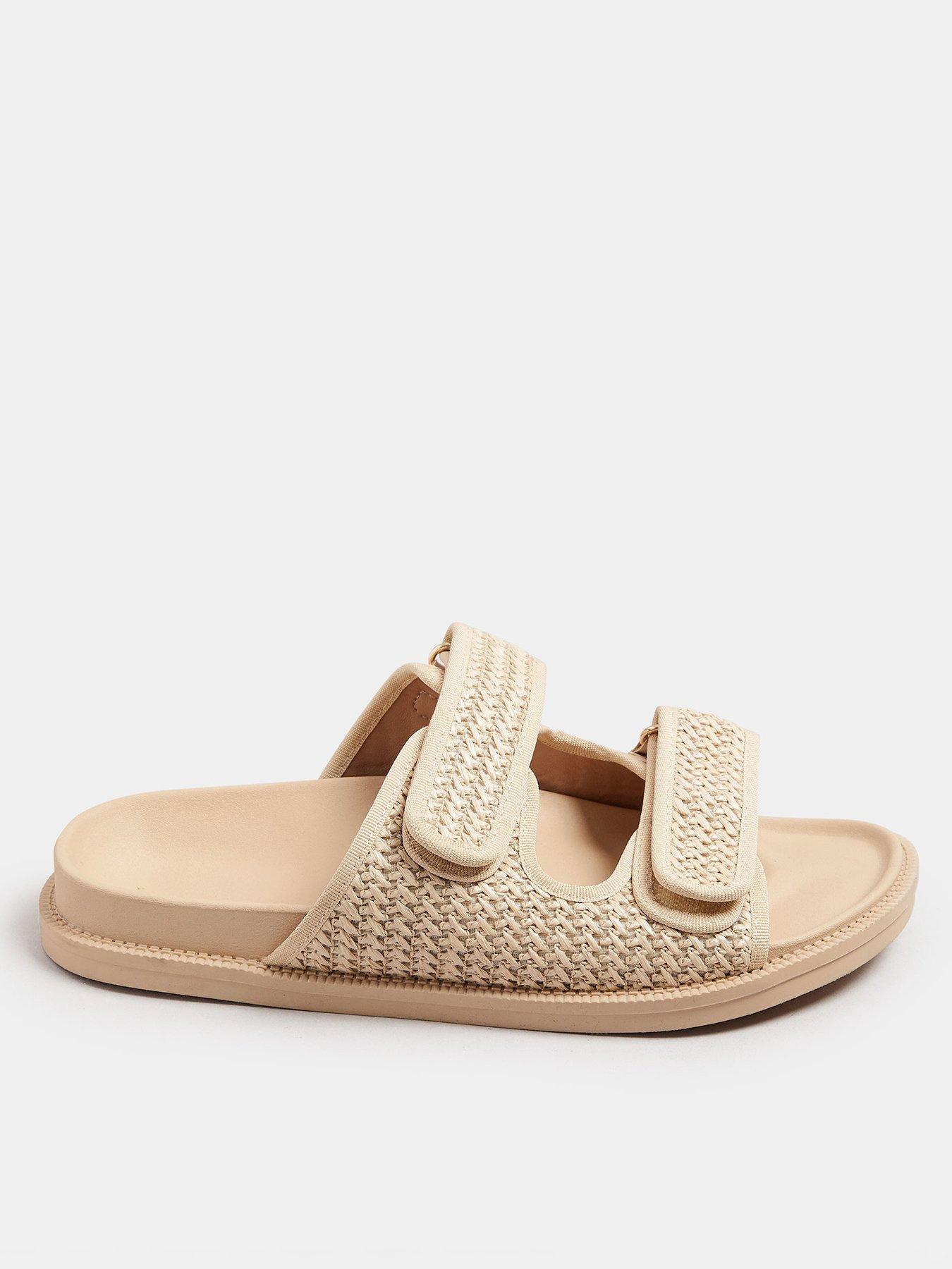 front image of yours-extra-wide-fit-woven-double-strap-sandal-natural