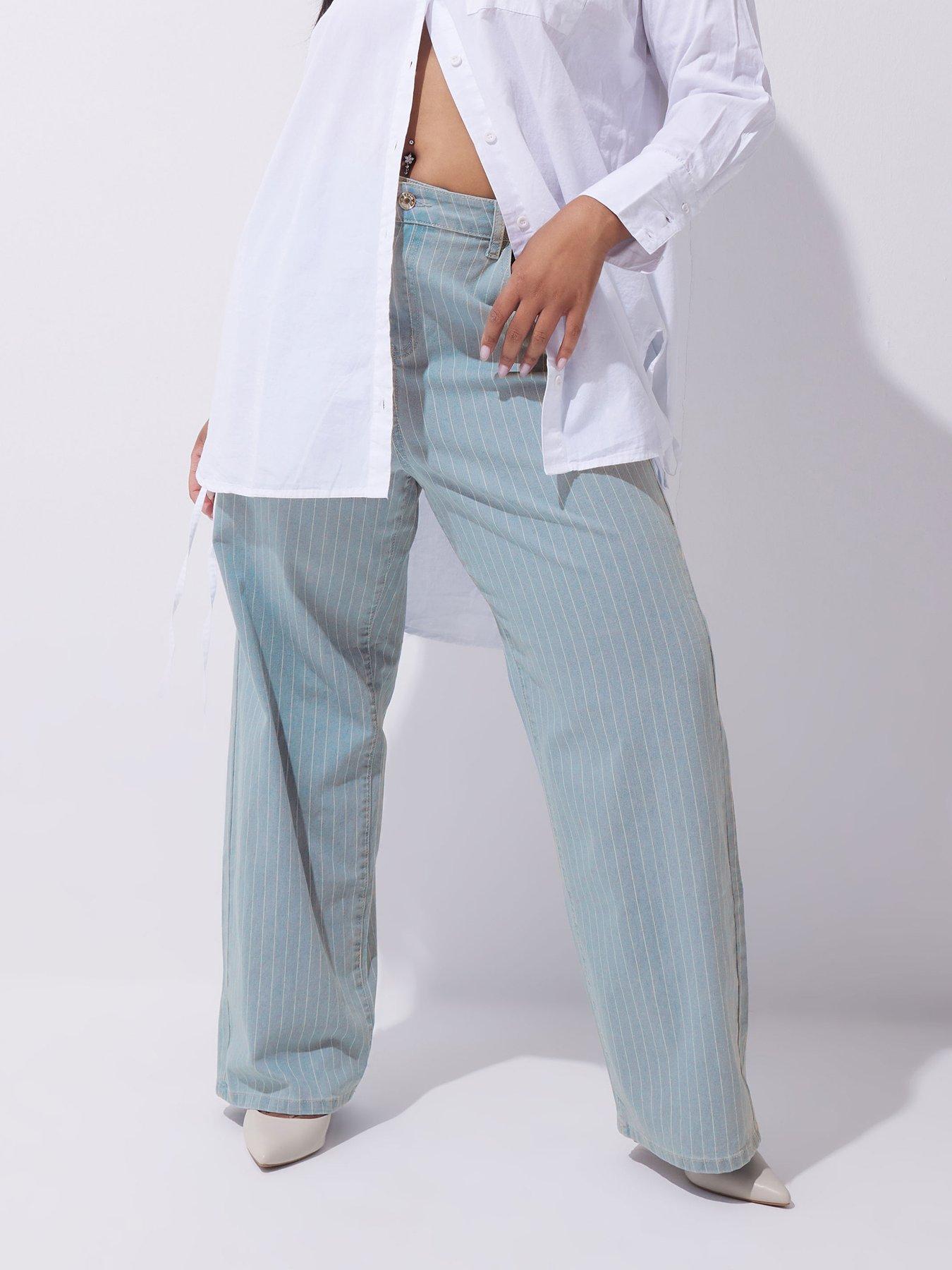 undefined Curve Pinstripe Stretch Jean - Blue