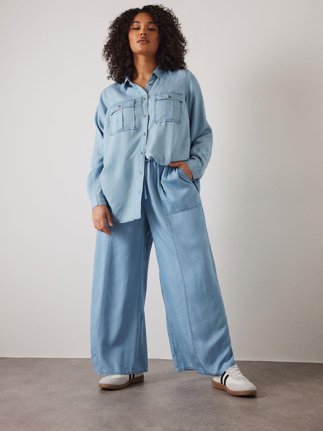 undefined Wide Leg Trouser - Blue