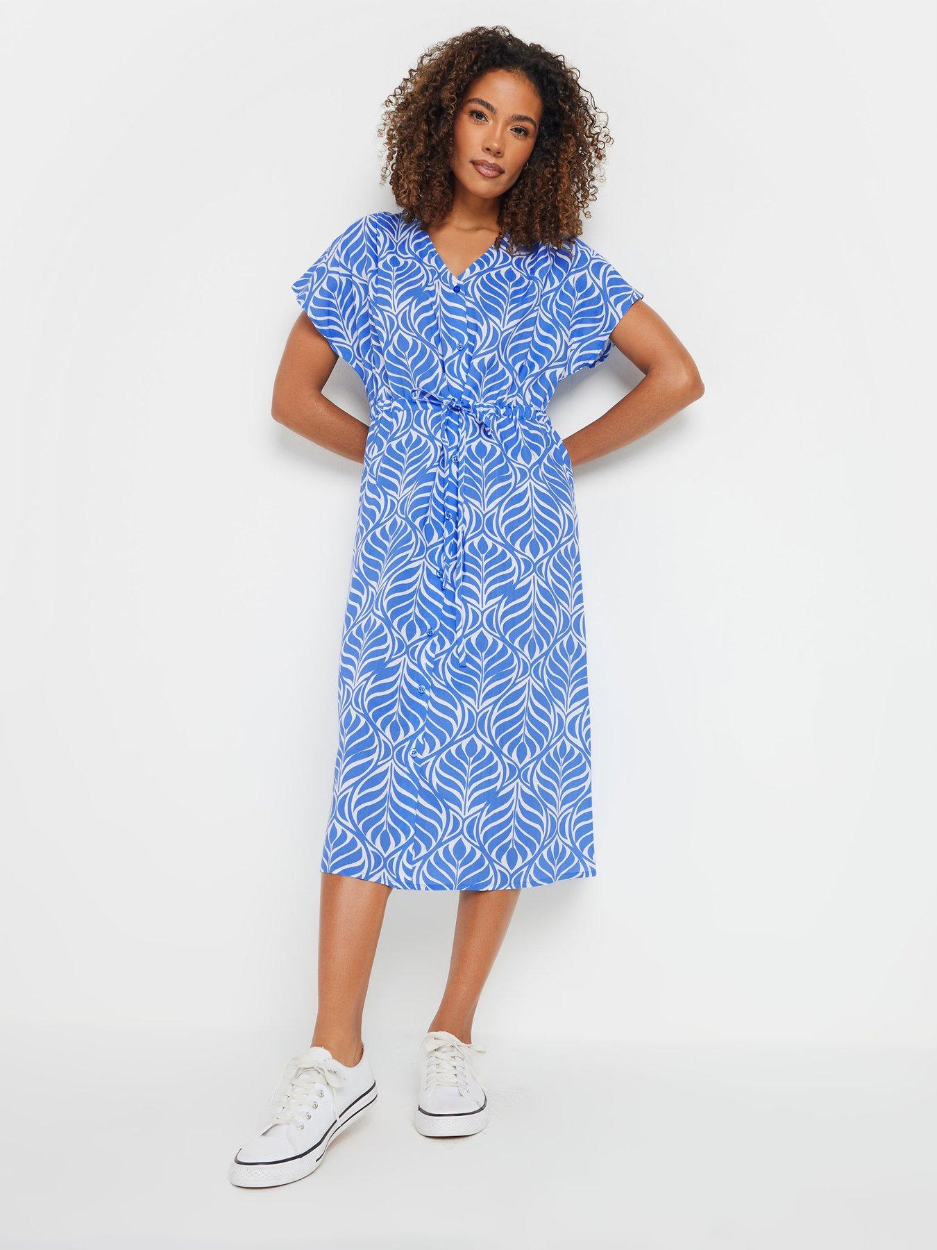 undefined Short Sleeve Tie Waist Midi Dress