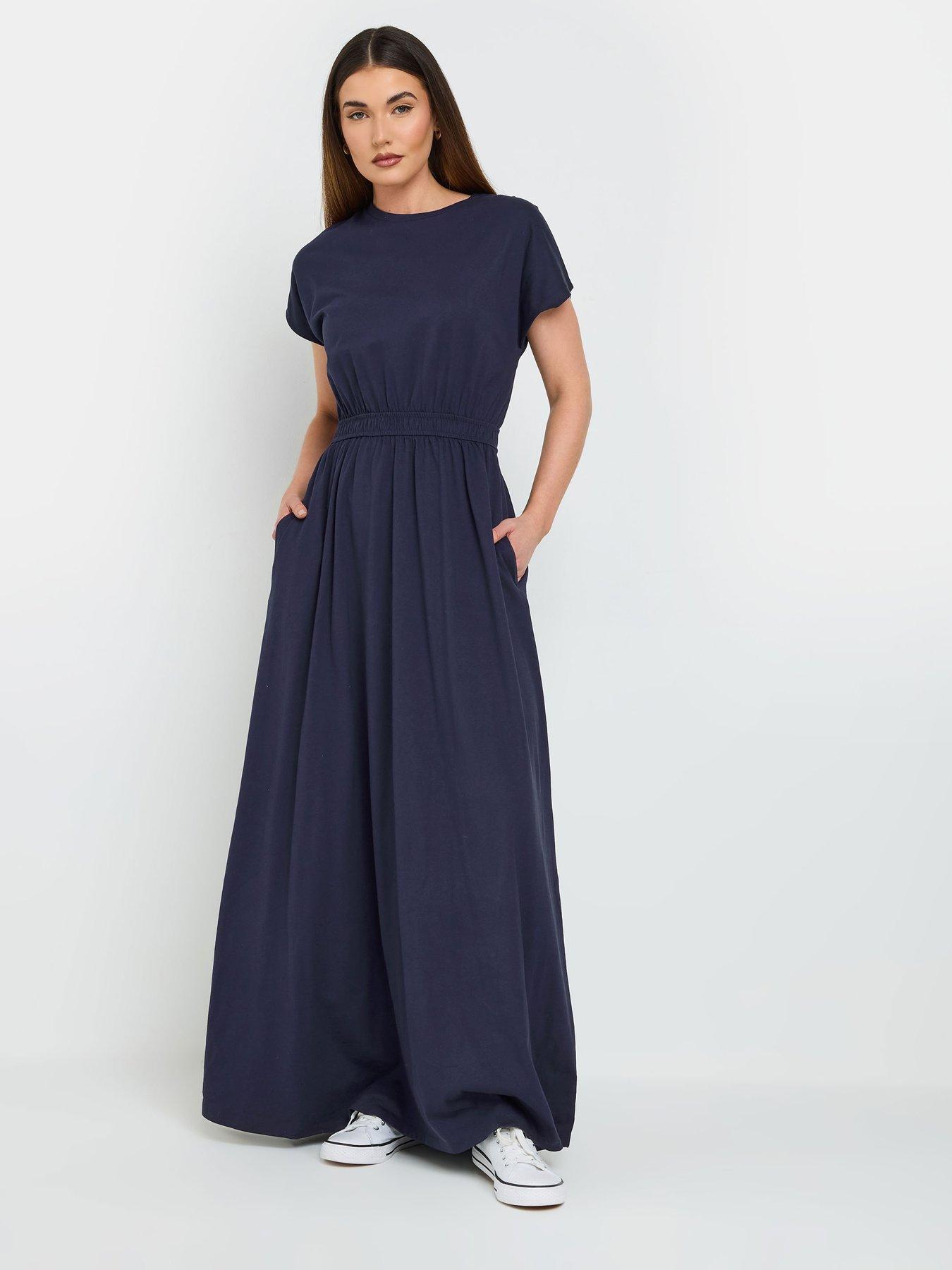 Long Tall Sally Shirred Waist Dress - Blue