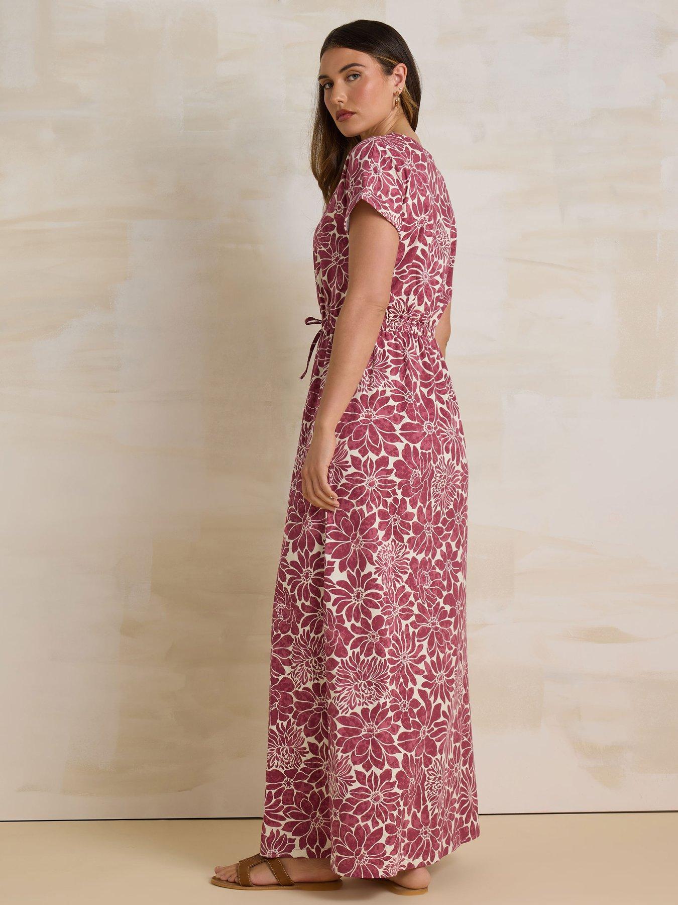  image of long-tall-sally-floral-tie-waist-dress-red