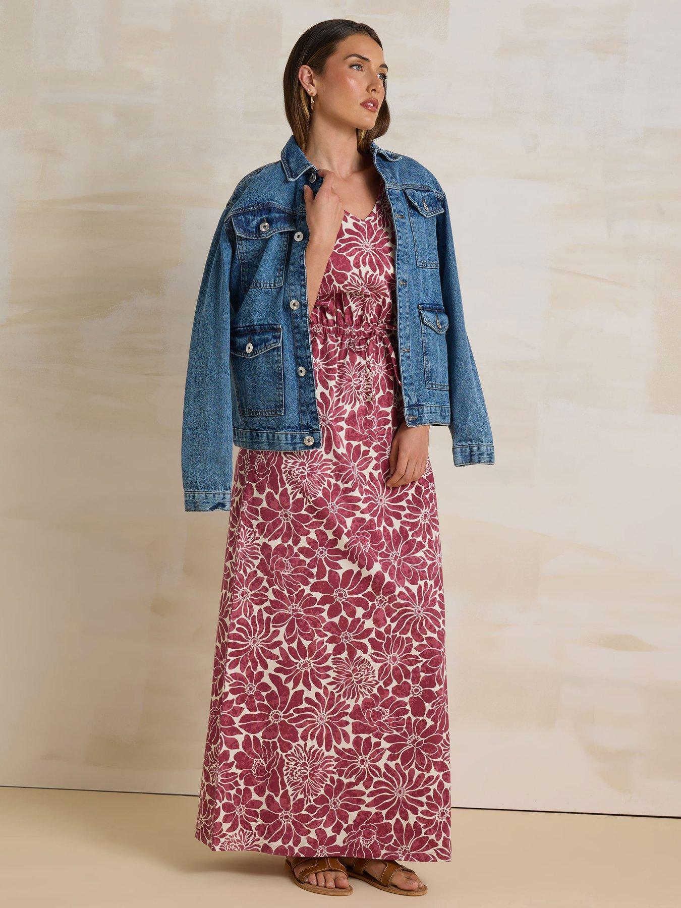  image of long-tall-sally-floral-tie-waist-dress-red