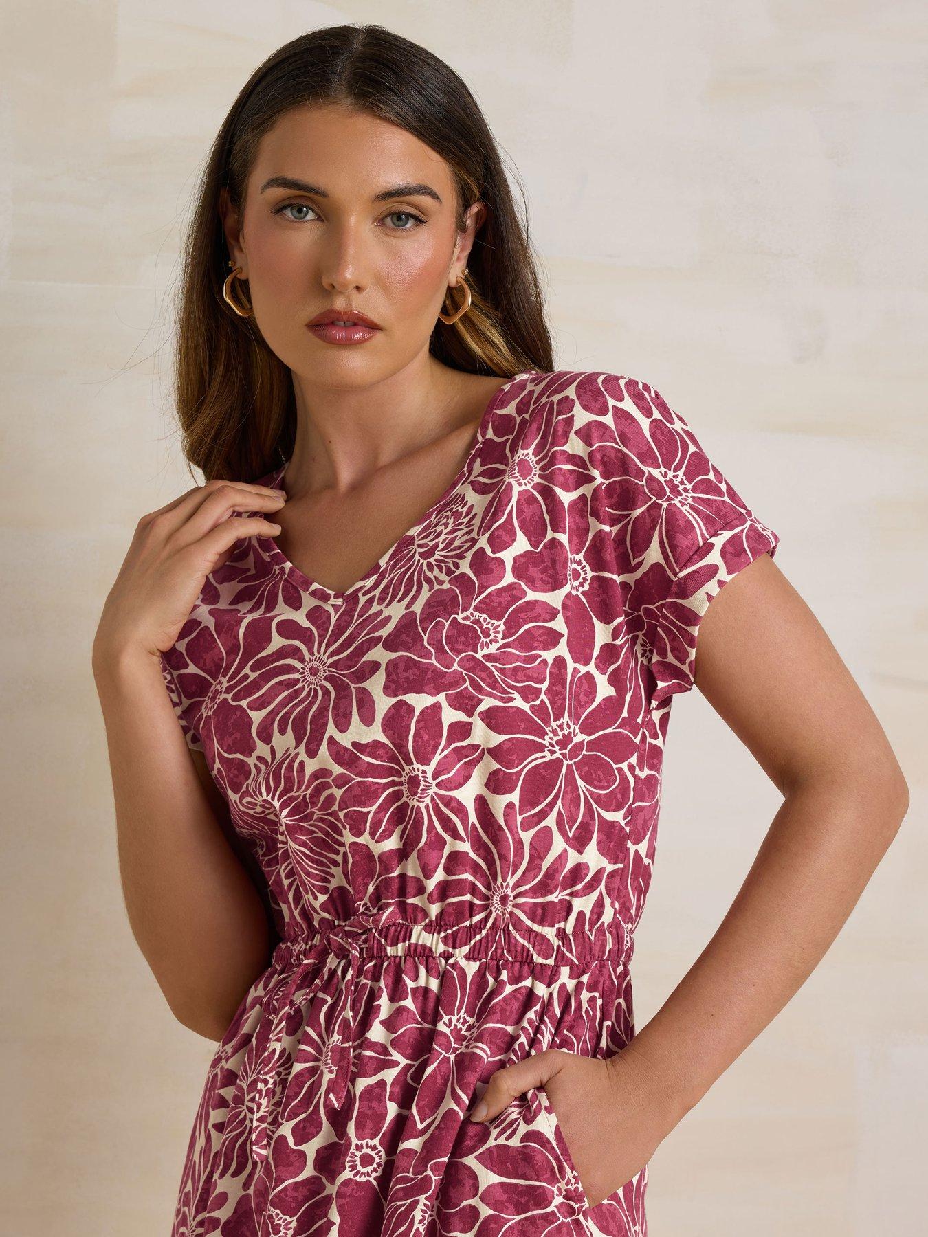  image of long-tall-sally-floral-tie-waist-dress-red