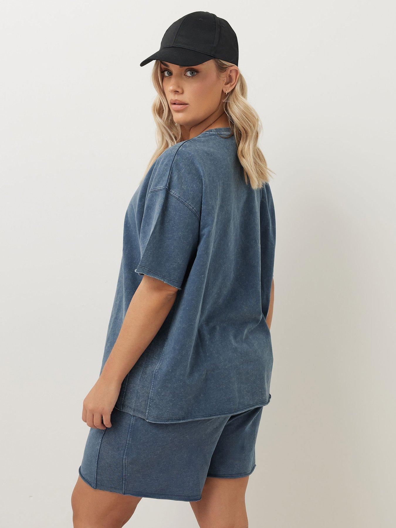 stillFront image of yours-curve-acid-wash-sweat-t-shirt