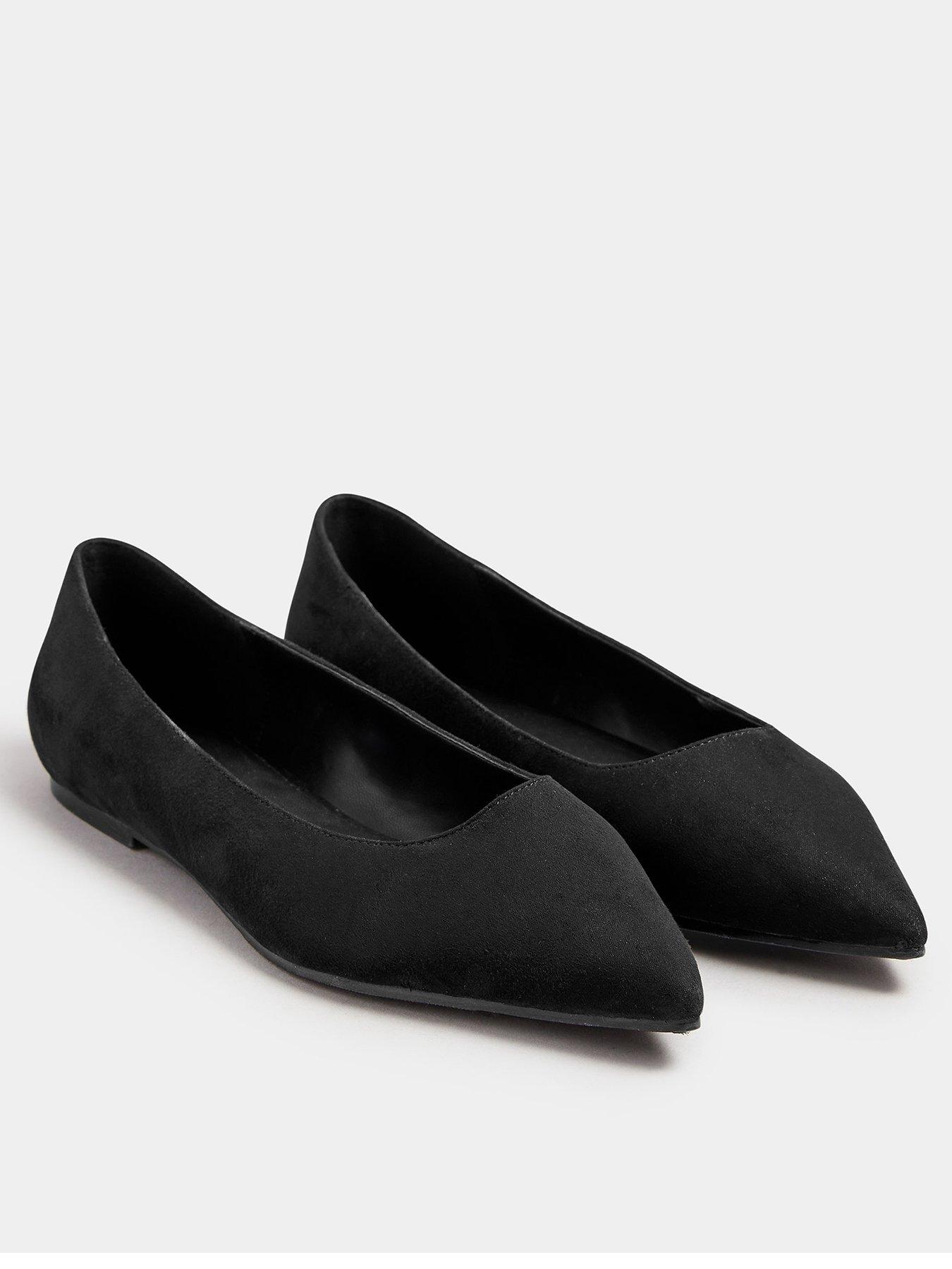  image of long-tall-sally-suedette-ballet-pumps-black