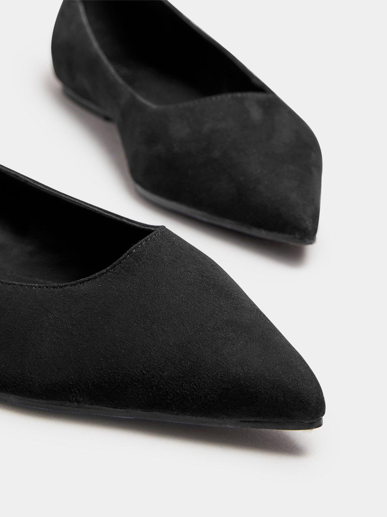  image of long-tall-sally-suedette-ballet-pumps-black