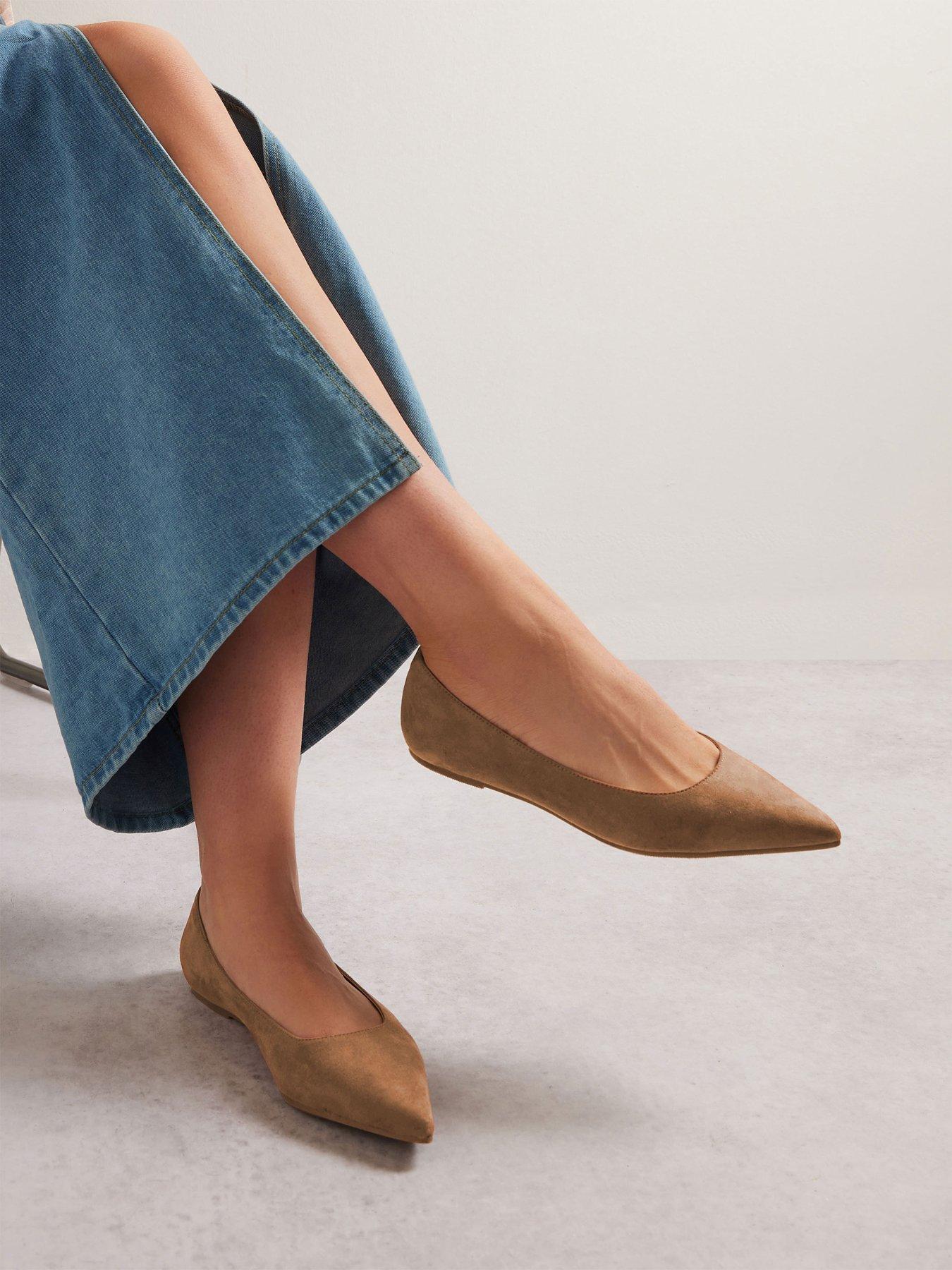  image of long-tall-sally-suedette-ballet-pumps