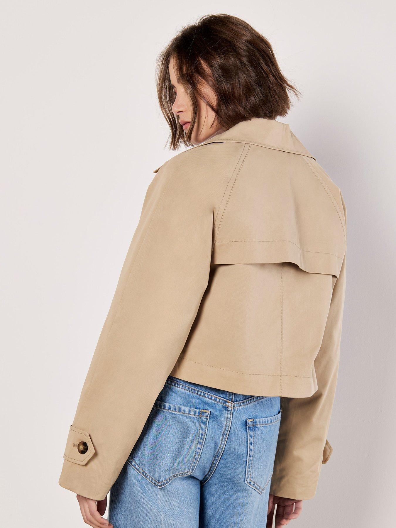  image of apricot-cropped-trench-coat-stone