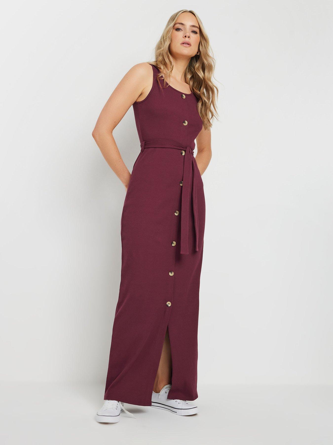  image of long-tall-sally-tall-sleeveless-rib-button-dress