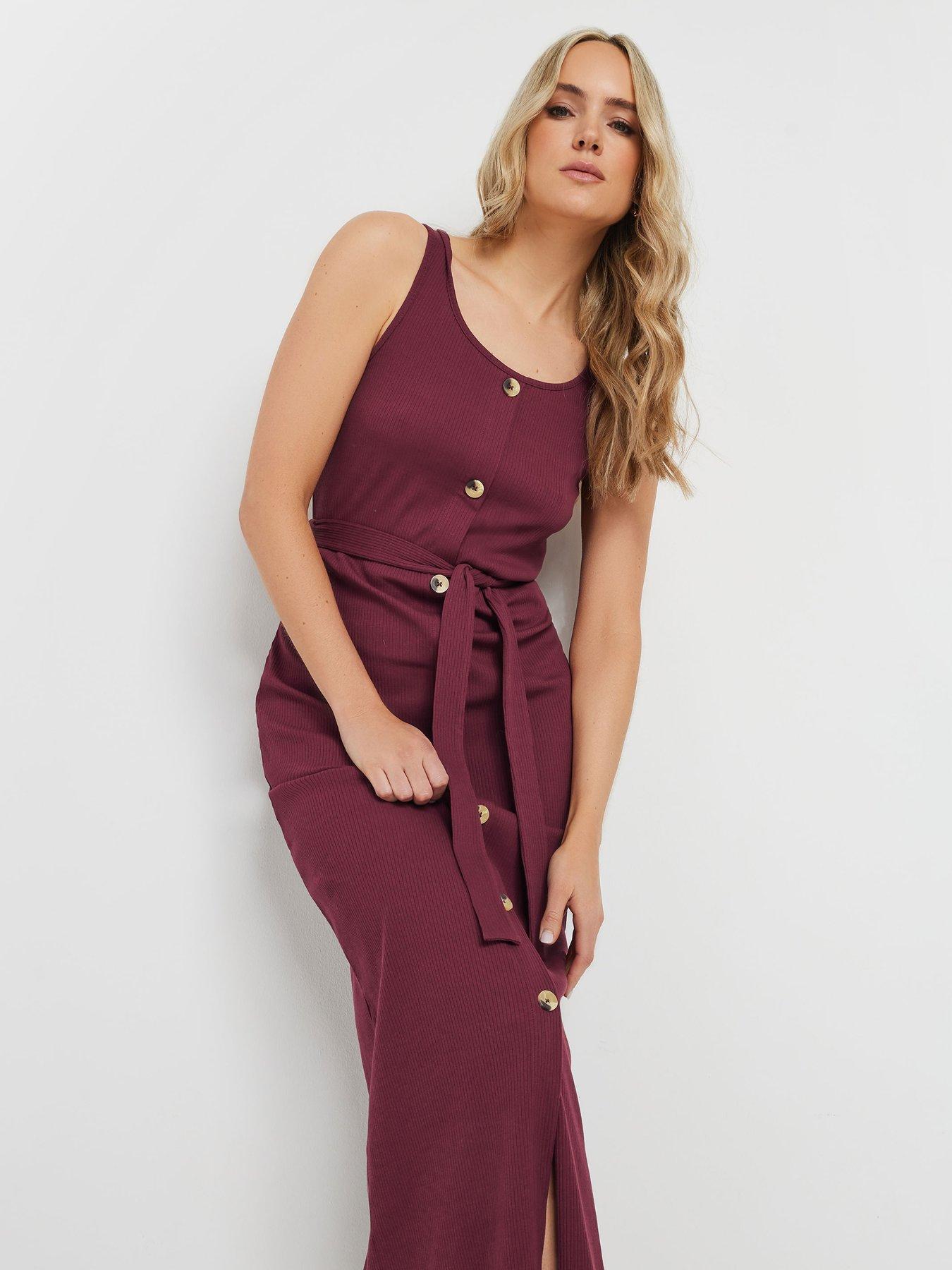  image of long-tall-sally-tall-sleeveless-rib-button-dress