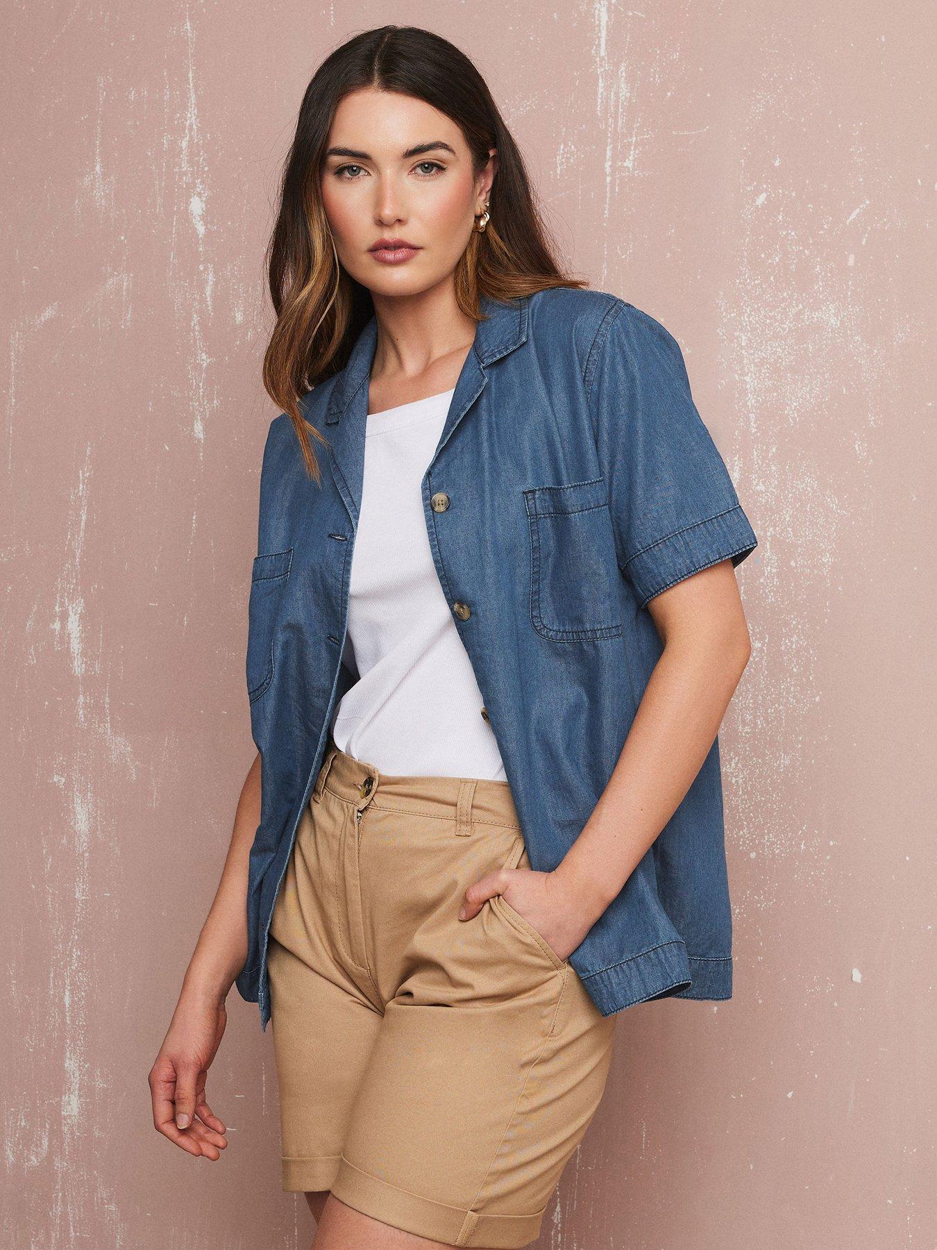 undefined Tall Button Collar Chambray Shirt