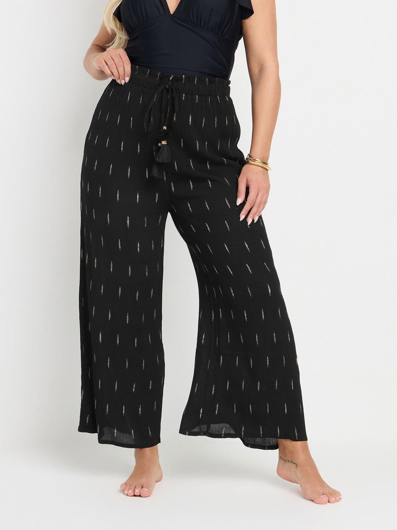 undefined Curve Wide Leg Beach Trouser - Black