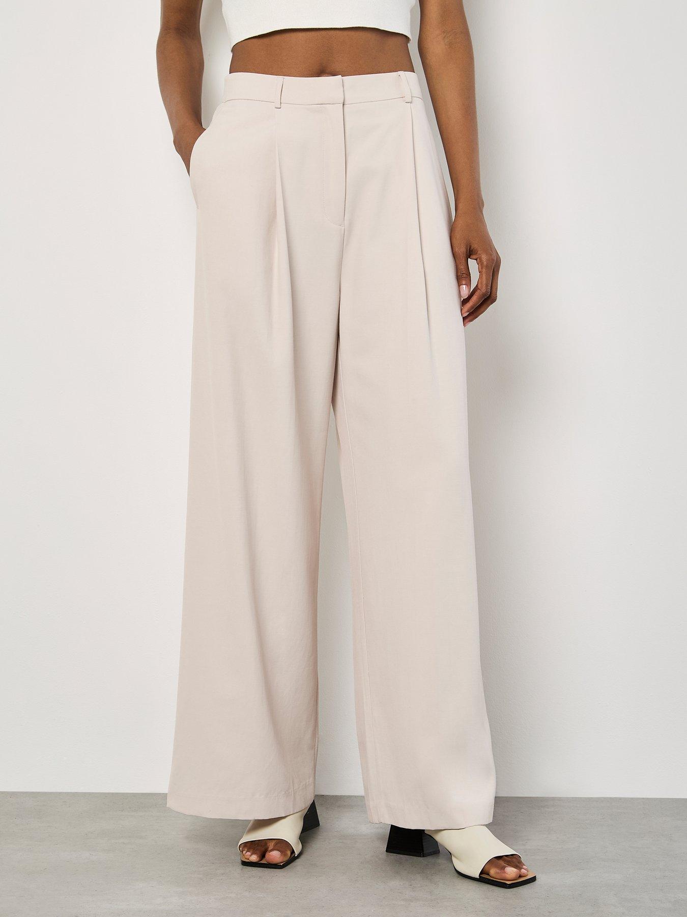 undefined Tailored Pleat Detail Trousers - Stone