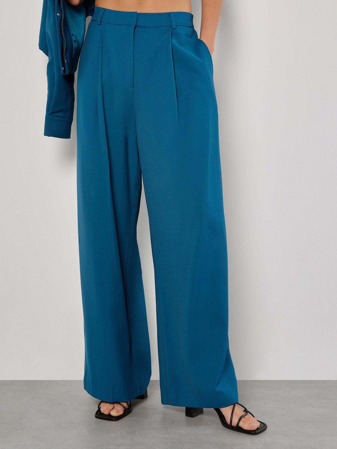 undefined Tailored Pleat Detail Trousers - Teal