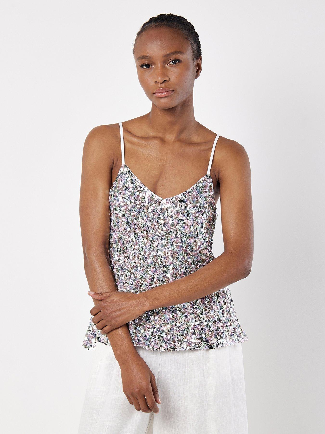  image of apricot-multicolour-sequin-cami-top-mint