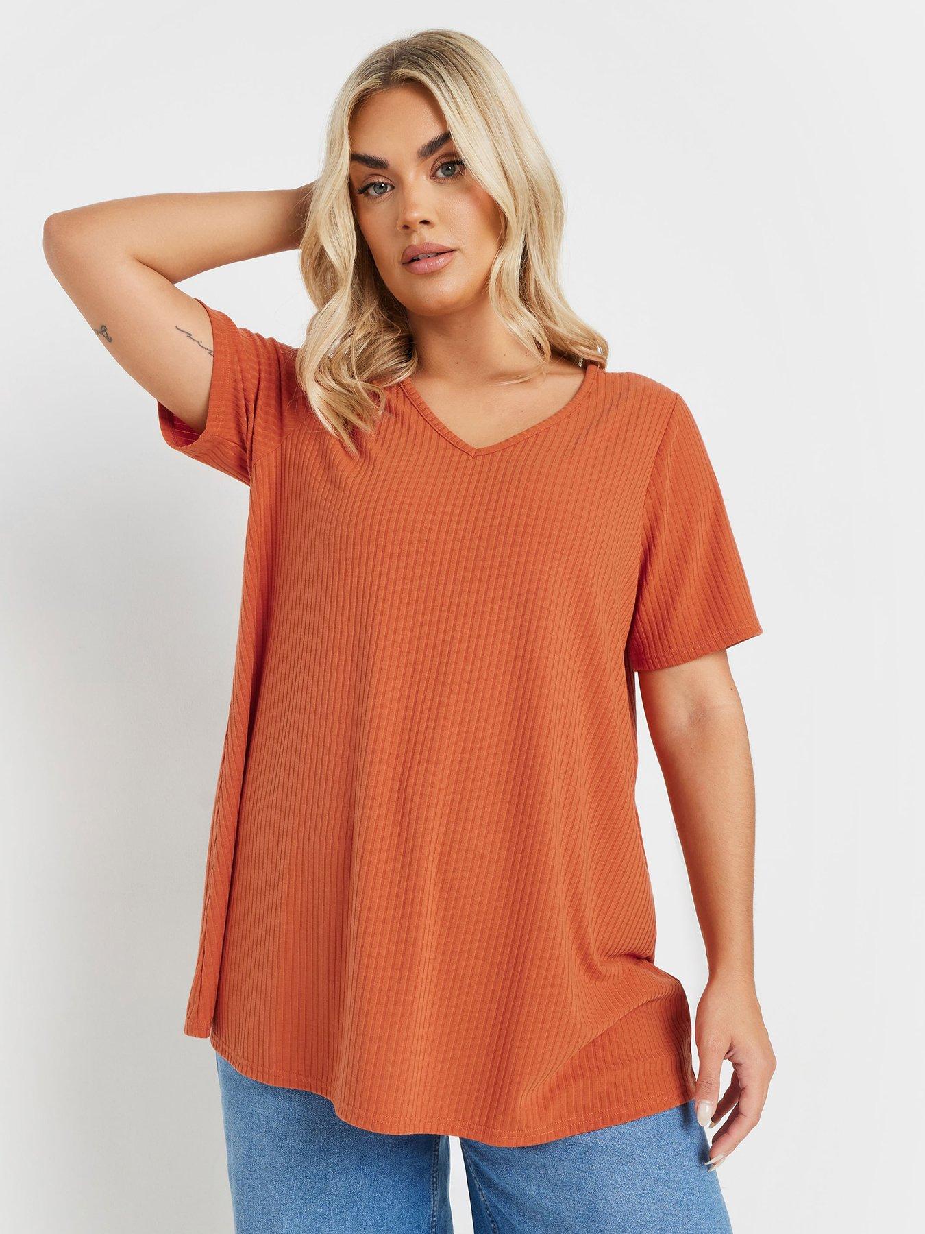 undefined Curve Rib Swing T-Shirt - Orange