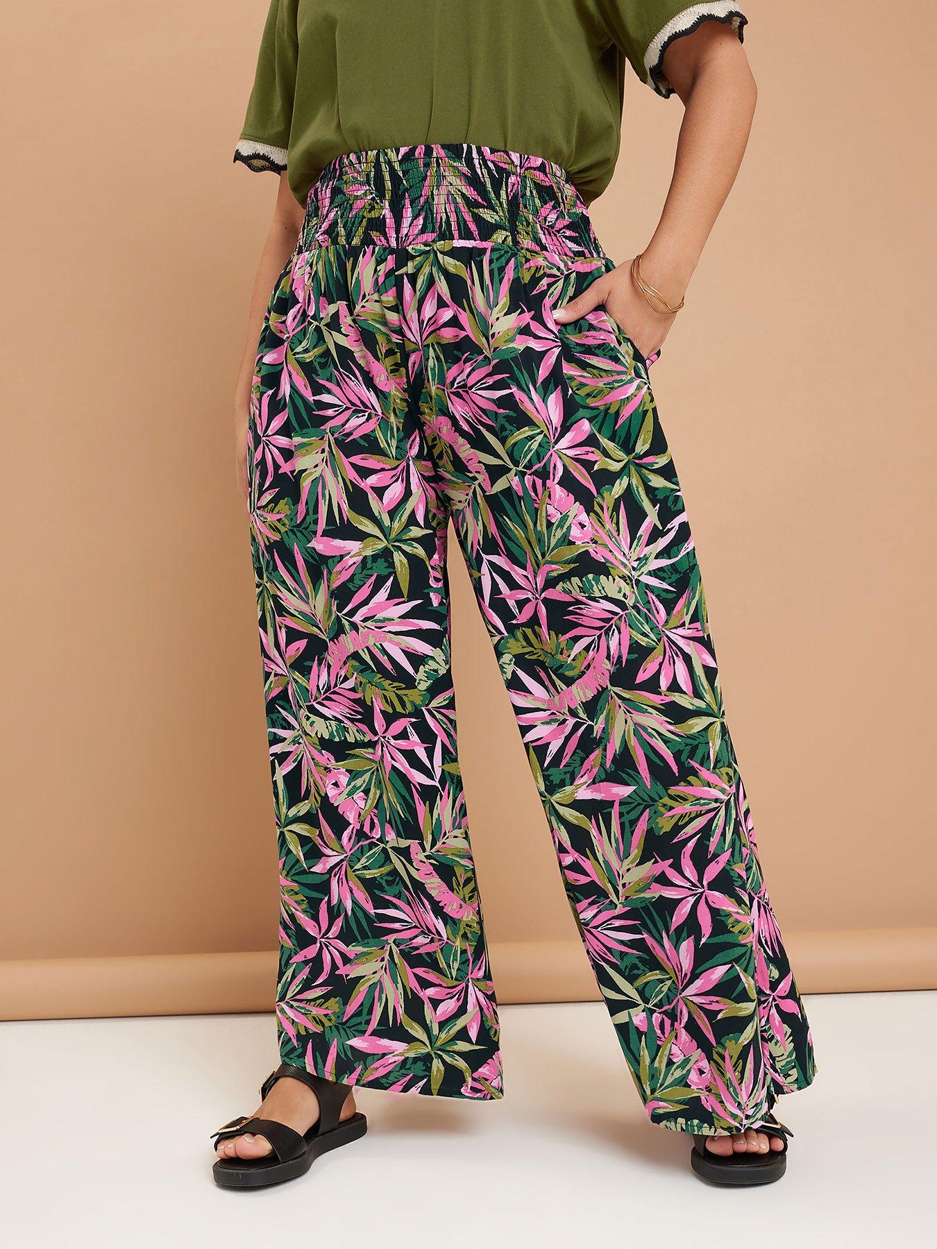 undefined Curve Shirred Waist Wide Leg Trouser - Black