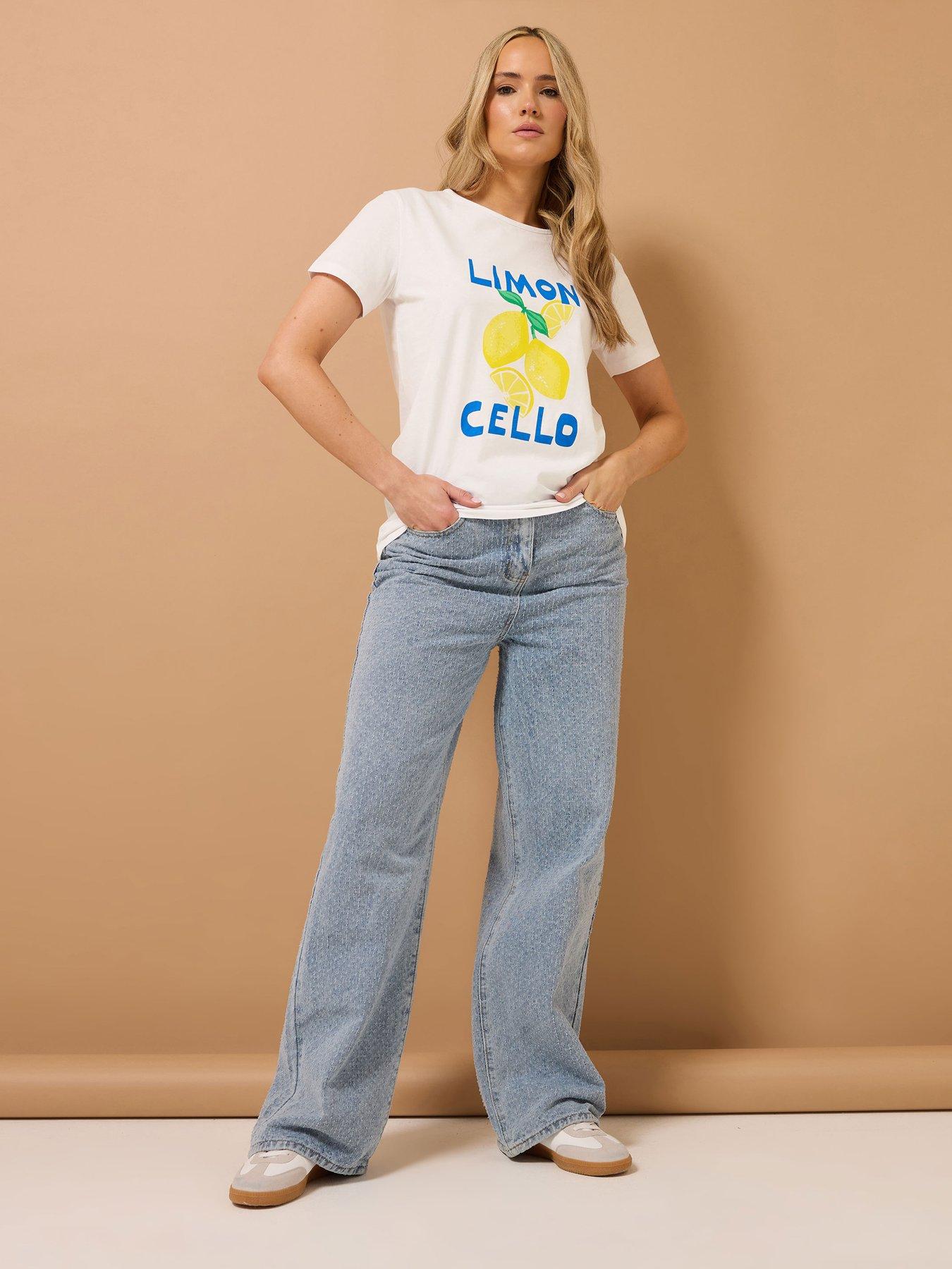  image of long-tall-sally-tall-limoncello-placement-print-t-shirt