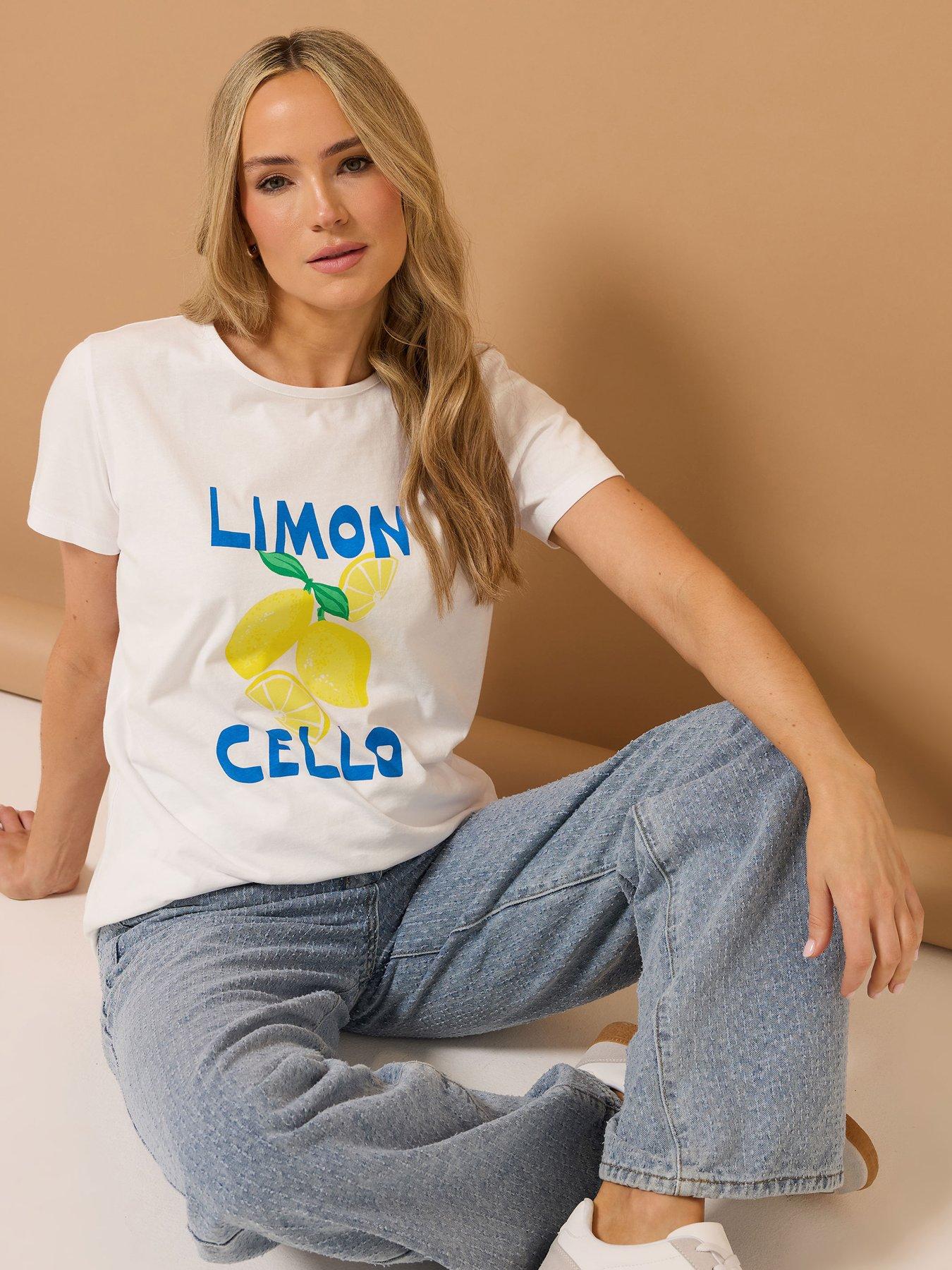  image of long-tall-sally-tall-limoncello-placement-print-t-shirt