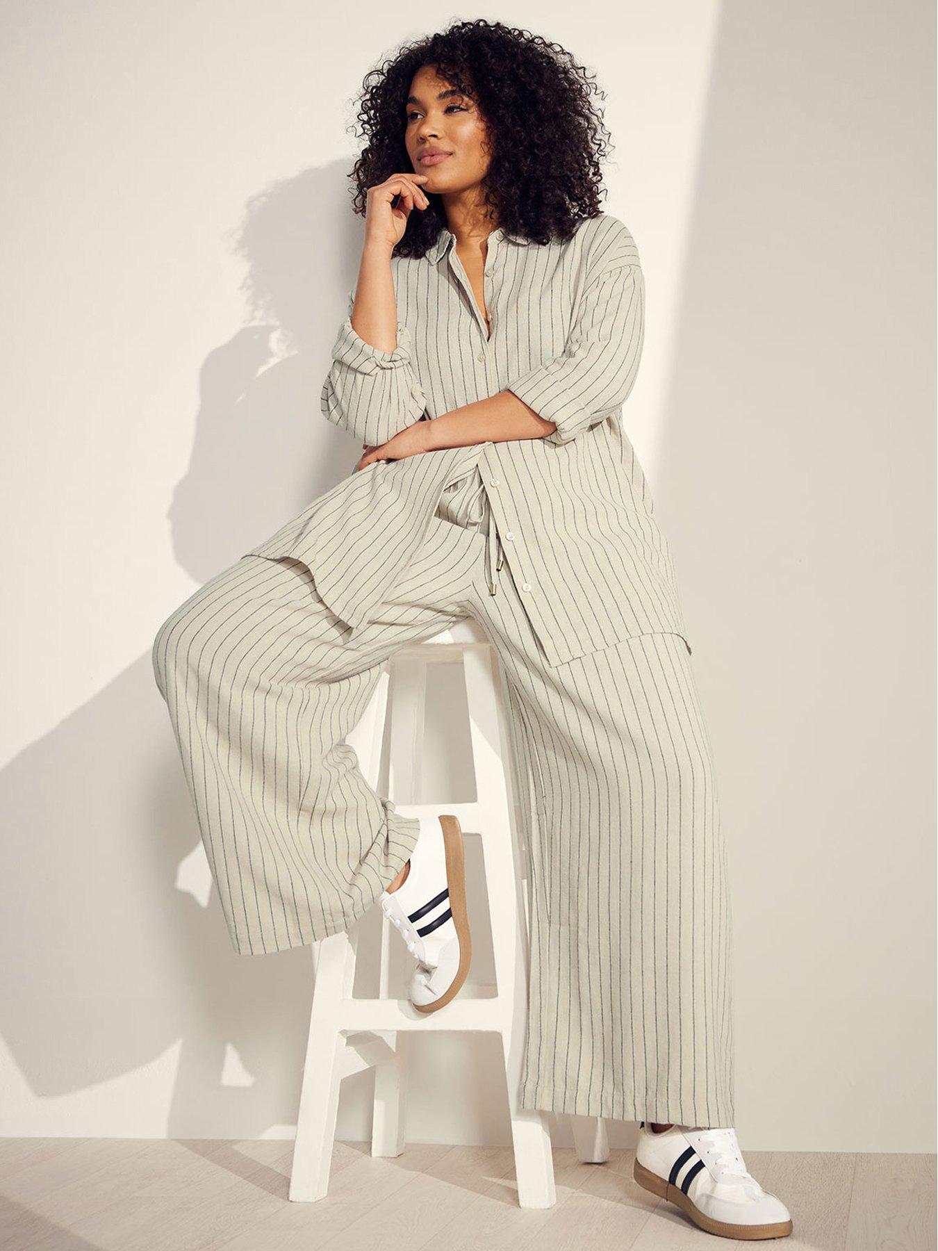 undefined Wide Leg Linen Trouser - Natural