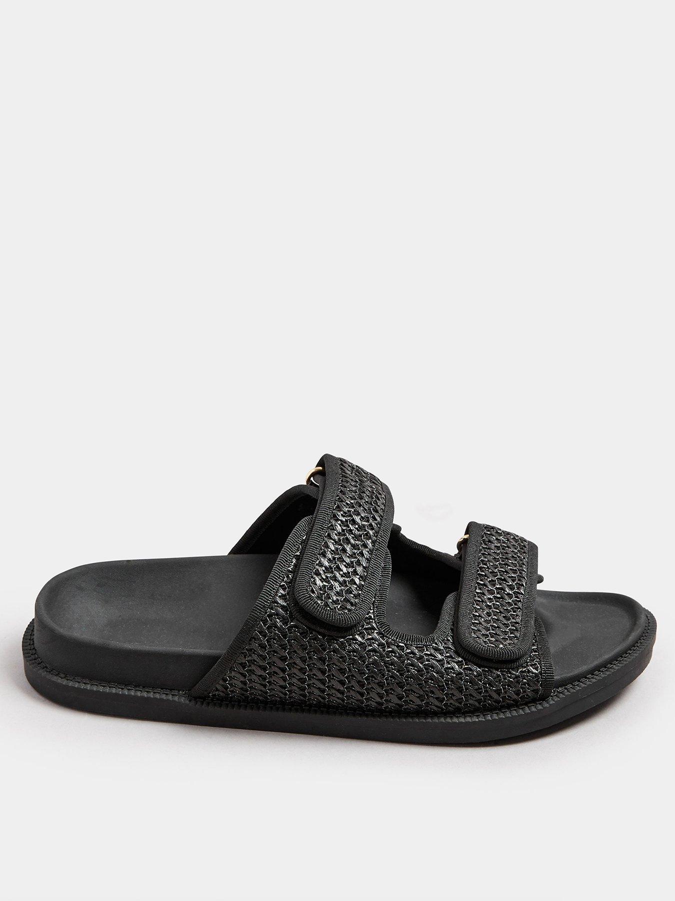 yours-extra-wide-fit-woven-double-strap-sandal-black