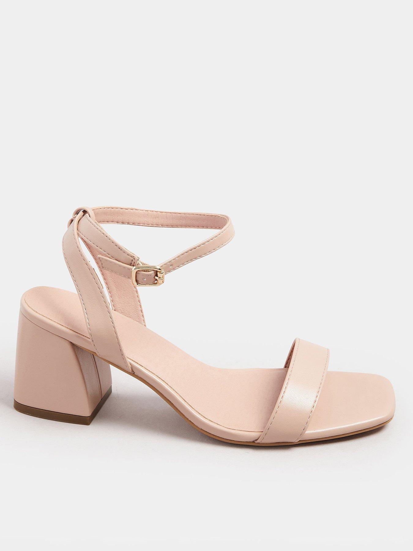 undefined Extra Wide Fit Two Part Block Heel Sandal - Nude