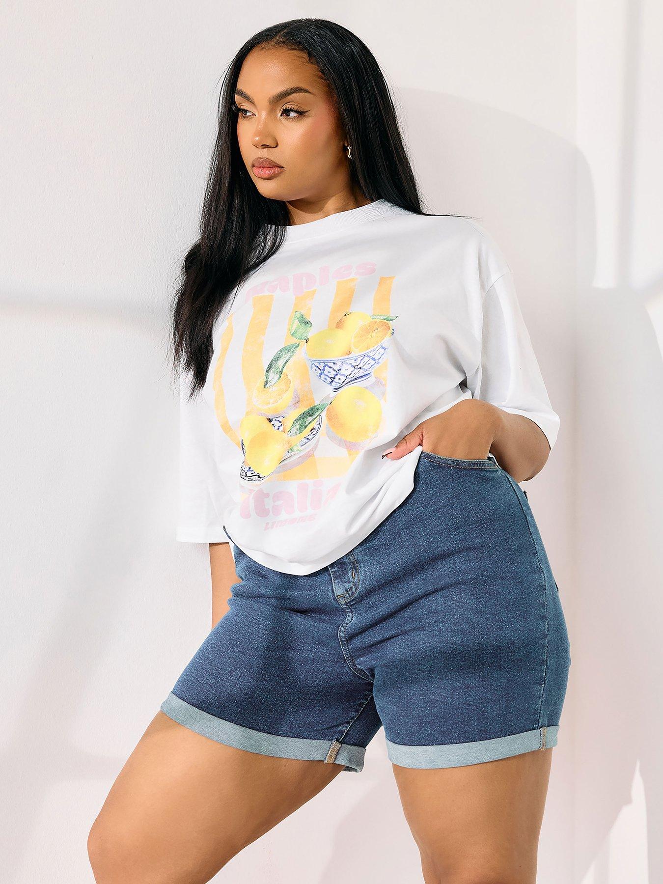  image of yours-curve-elastic-waist-denim-short