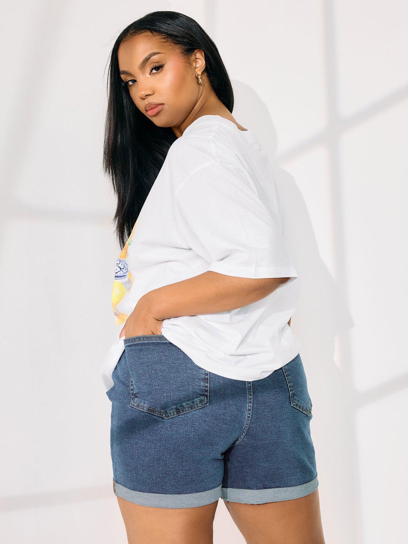  image of yours-curve-elastic-waist-denim-short