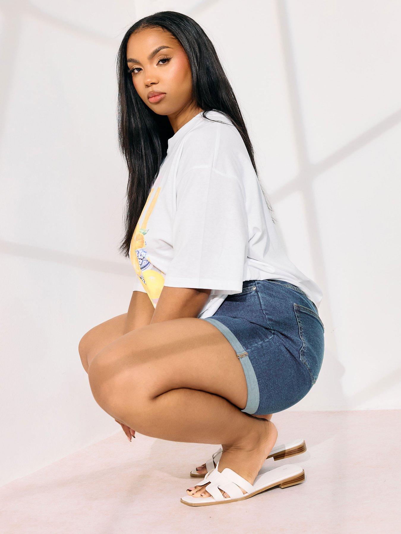  image of yours-curve-elastic-waist-denim-short