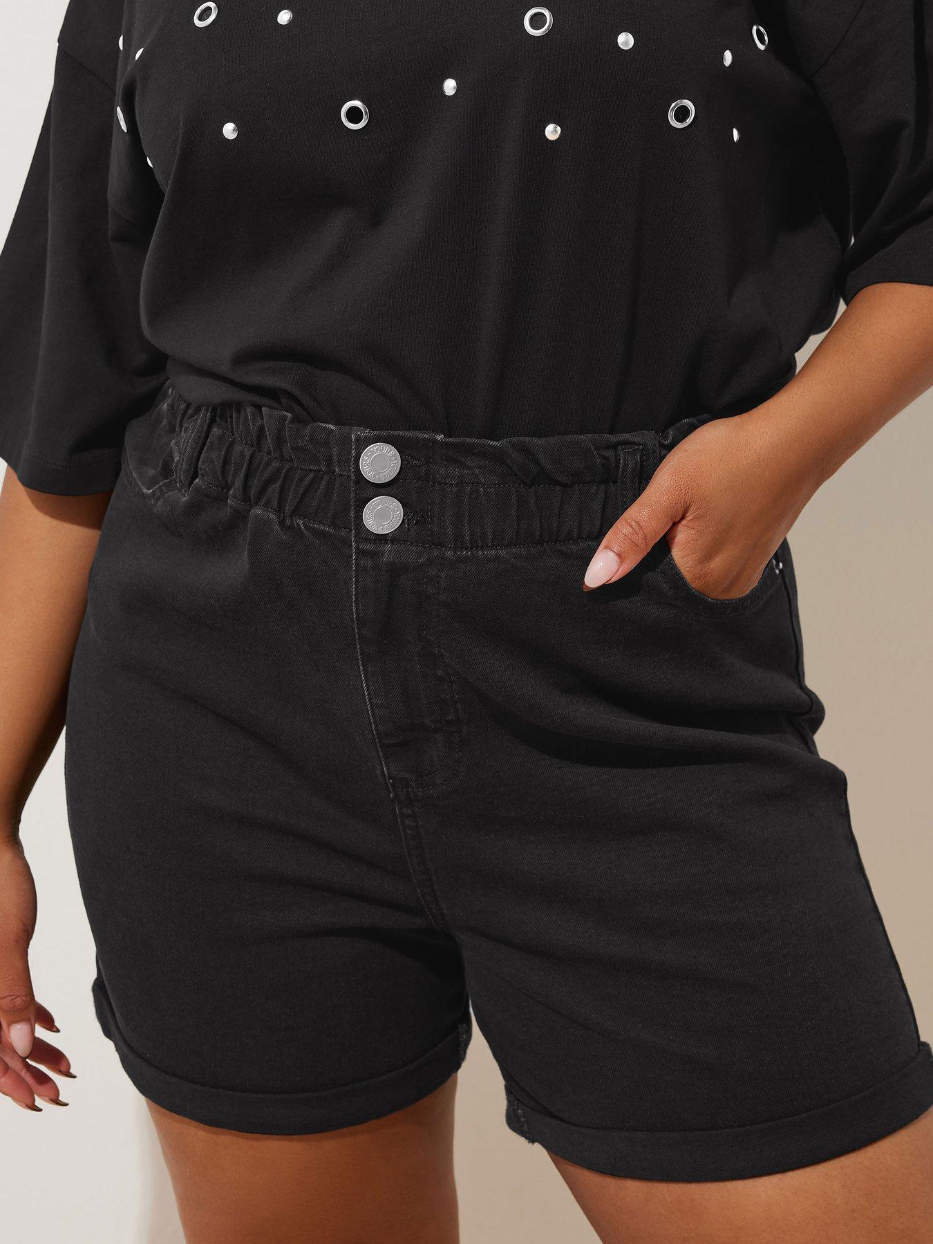  image of yours-curve-elastic-waist-denim-short-black