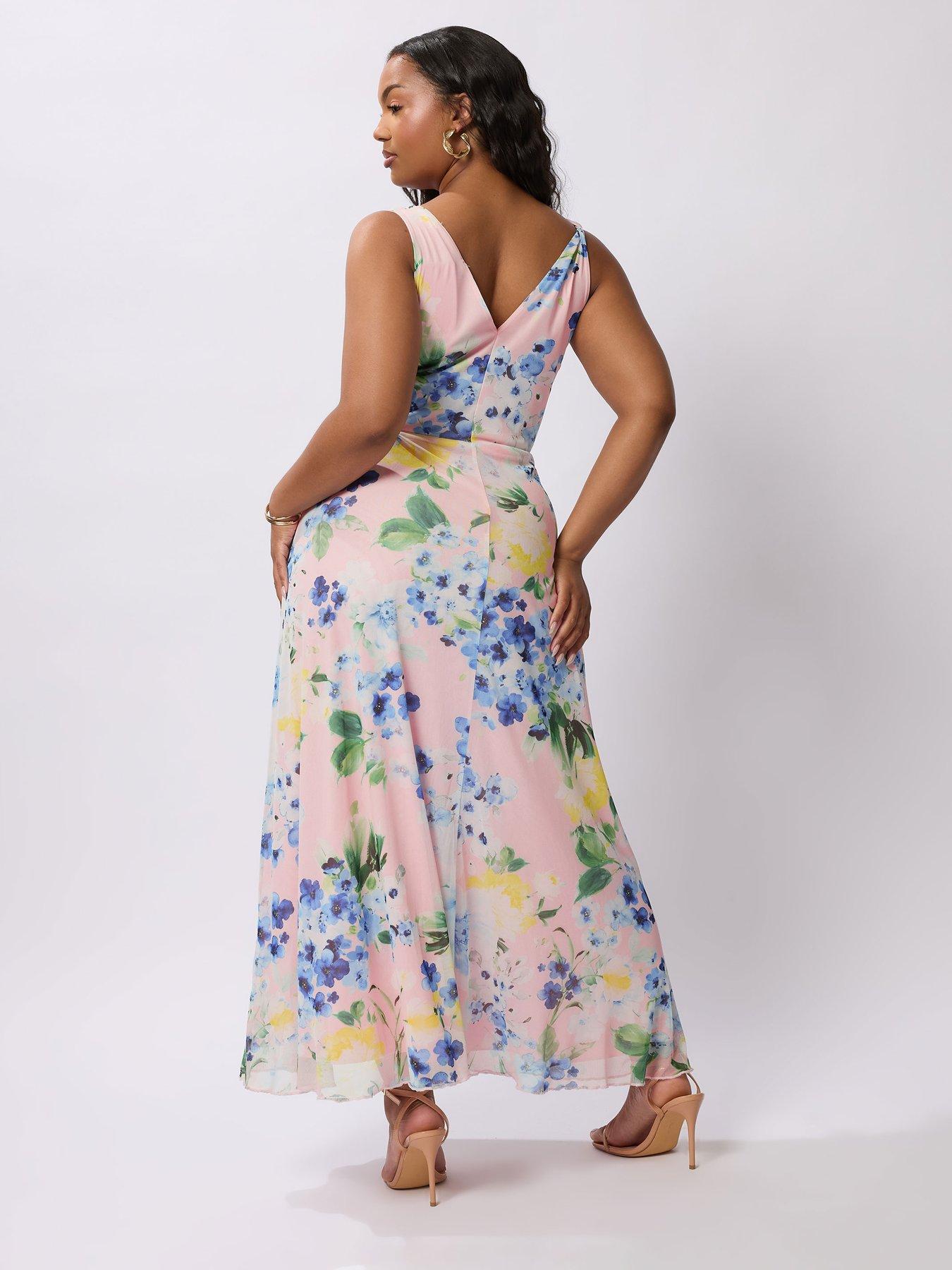  image of yours-curve-mesh-sleeveless-maxi-dress-pink