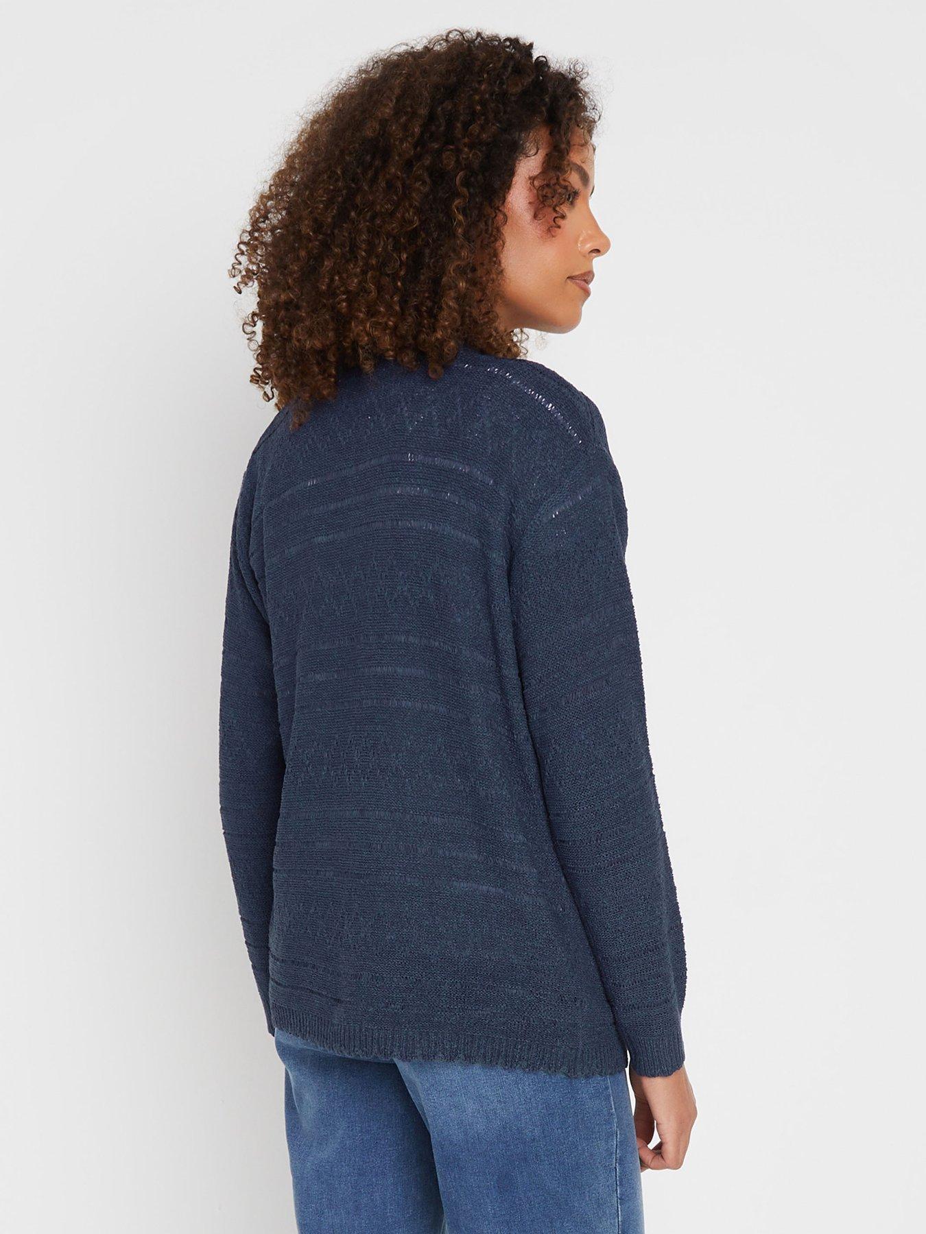  image of mco-tape-yarn-long-sleeve-cardigan-blue