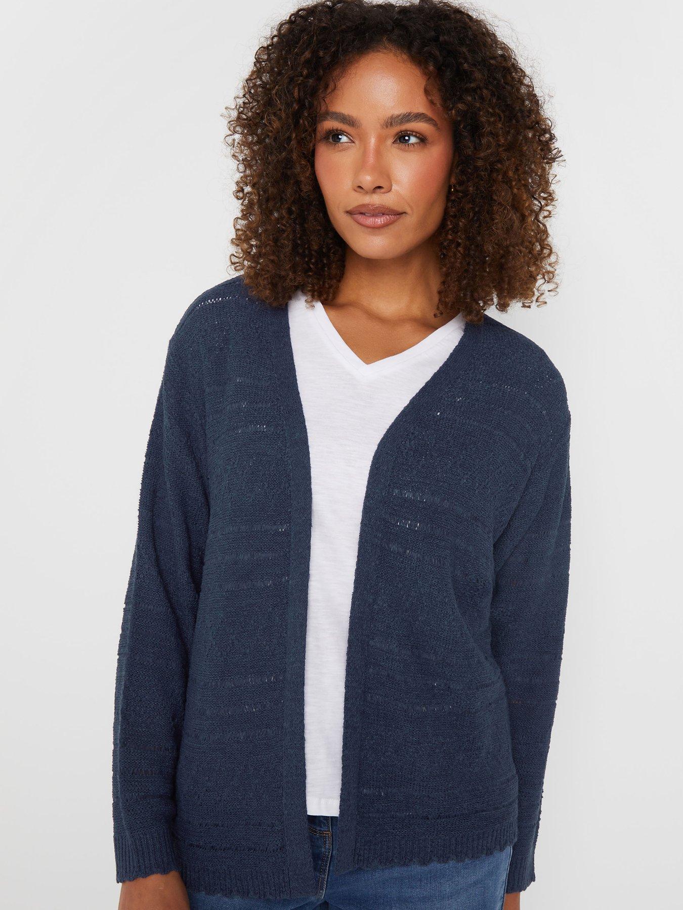  image of mco-tape-yarn-long-sleeve-cardigan-blue