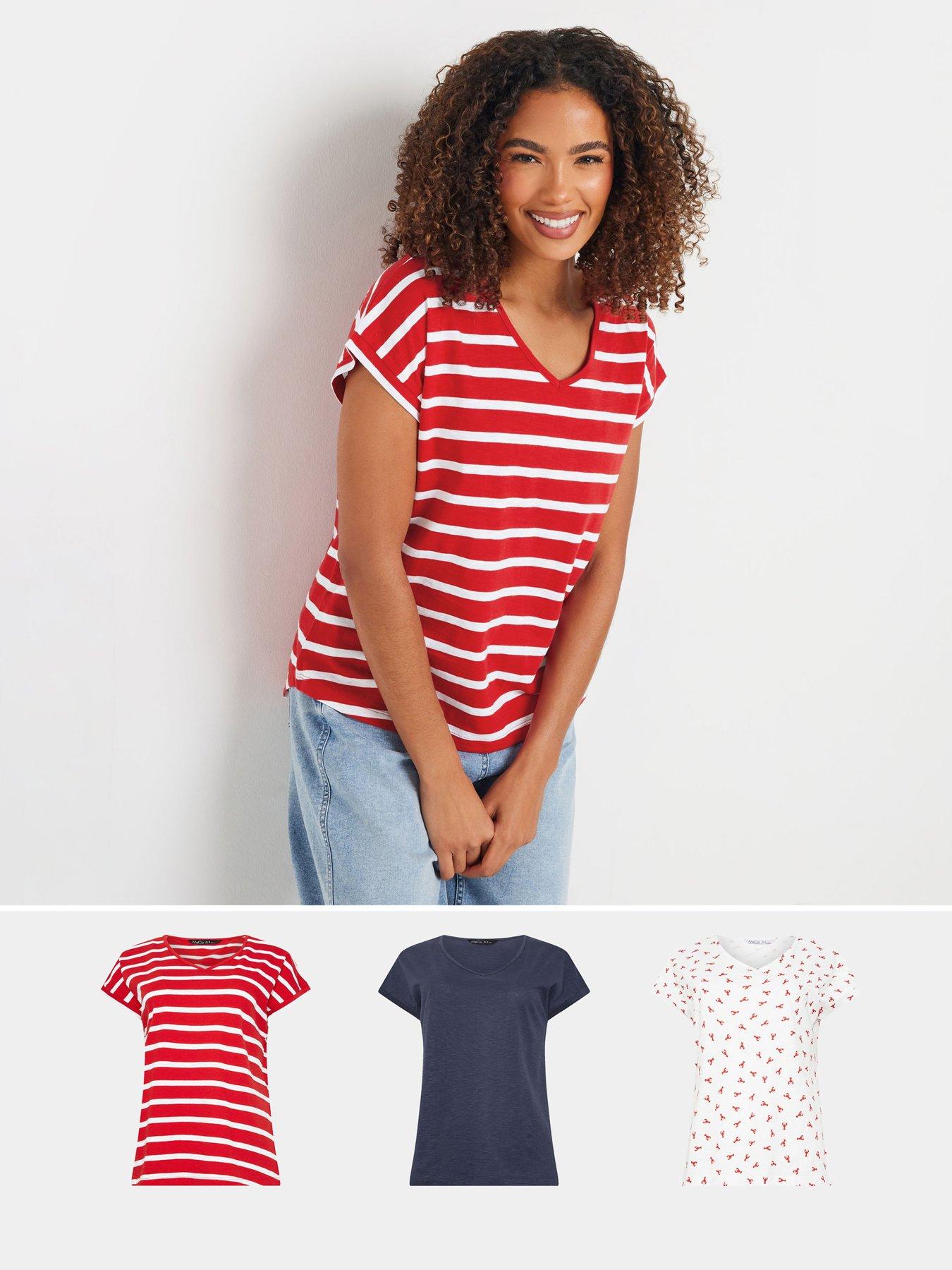 undefined 3 Pack V Neck Grown On Sleeve T-shirt - Multi