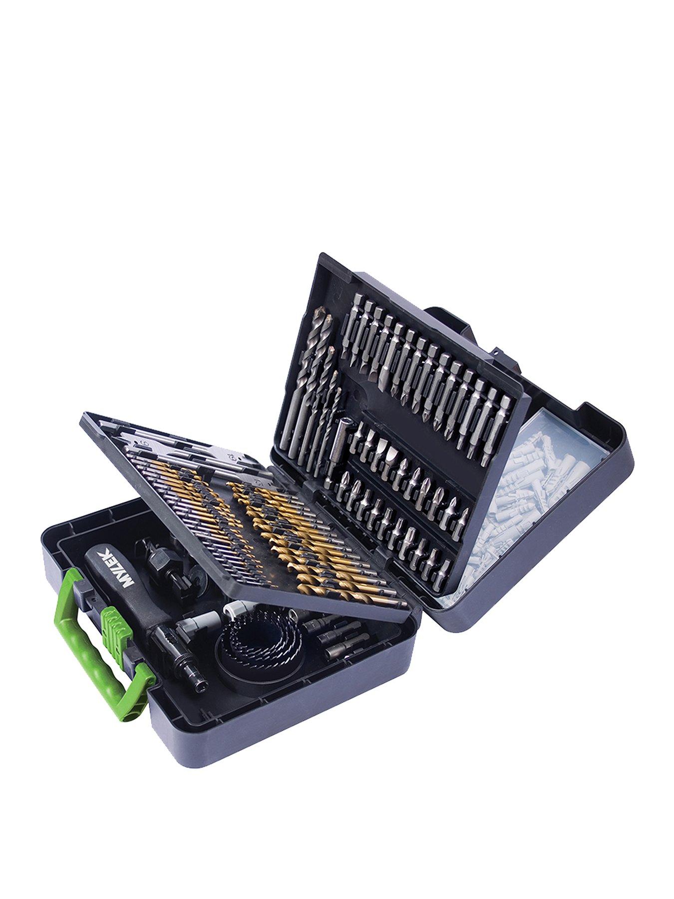 mylek-204-piece-drill-bit-and-screwdriver-accessory-set-hss-cobalt-high-speed-for-use-on-wood-masonry-metal-plastic-amp-more-with-storage-case