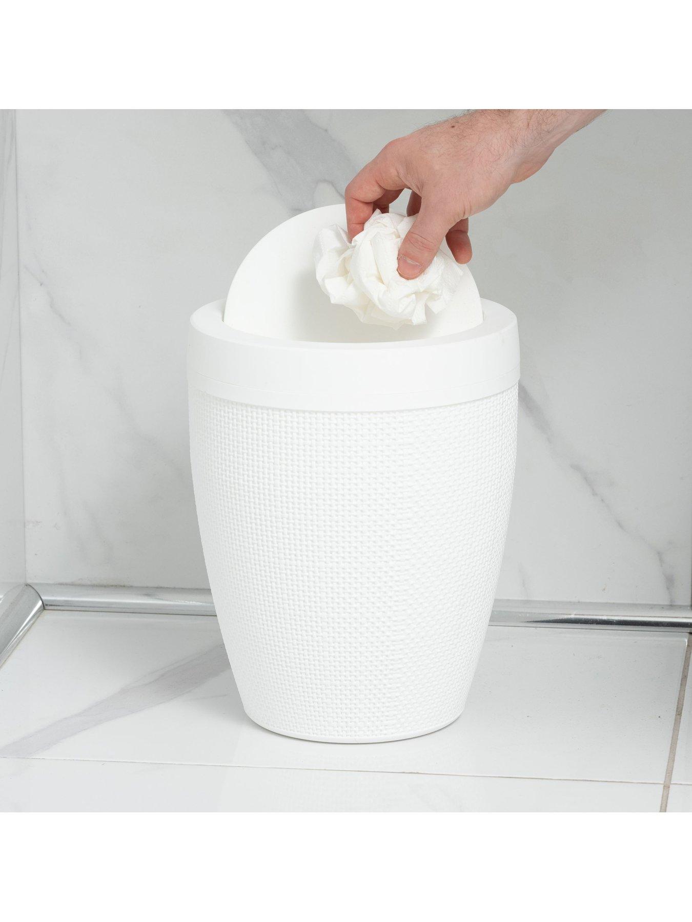  image of addis-hessian-round-bathroom-swing-bin-in-white