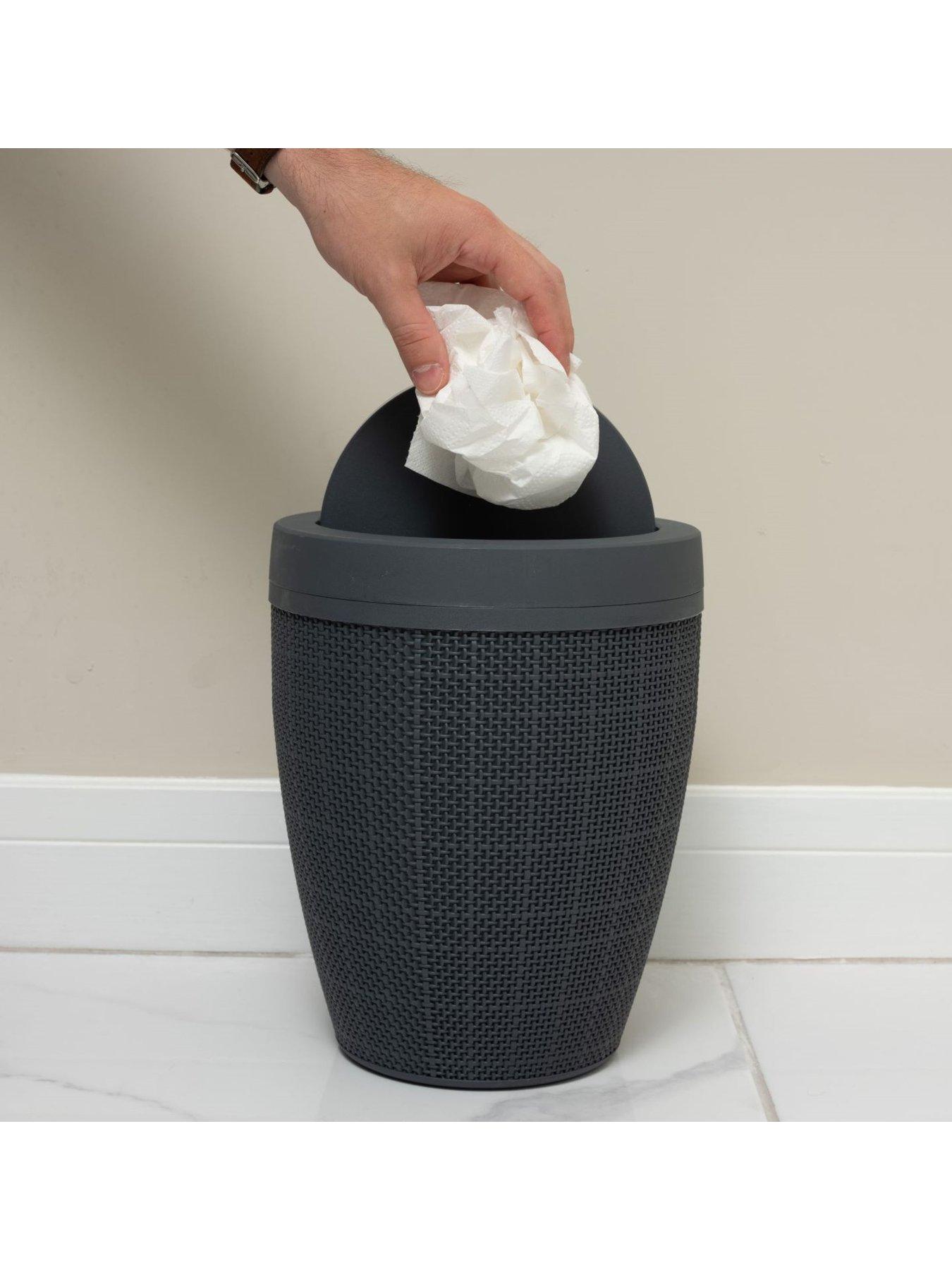 Image 2 of 6 of Addis Hessian Round Bathroom Swing Bin