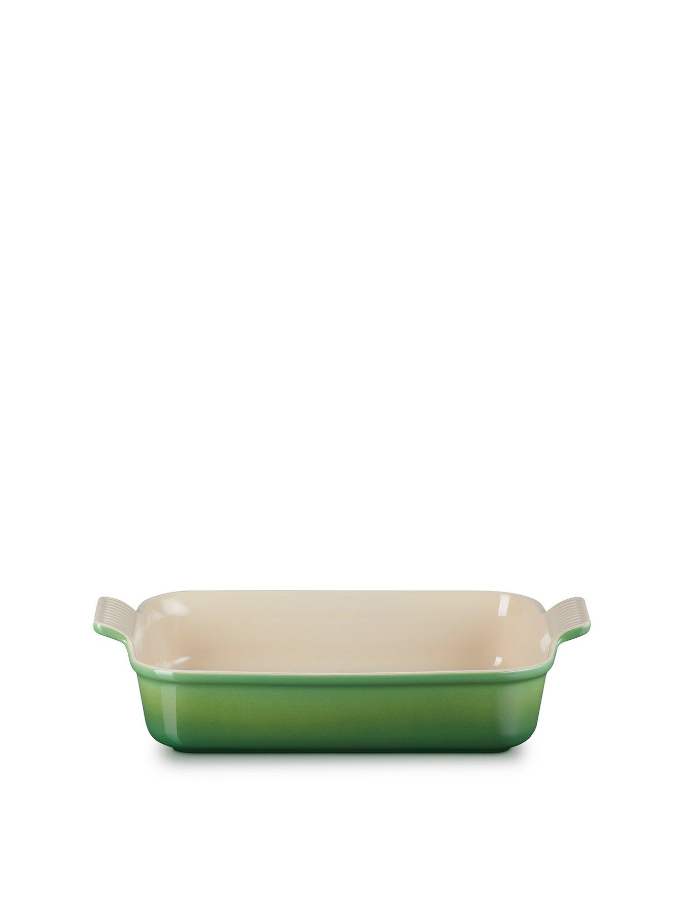 stillFront image of le-creuset-heritage-stoneware-32-cm-deep-rectangular-dish-in-green