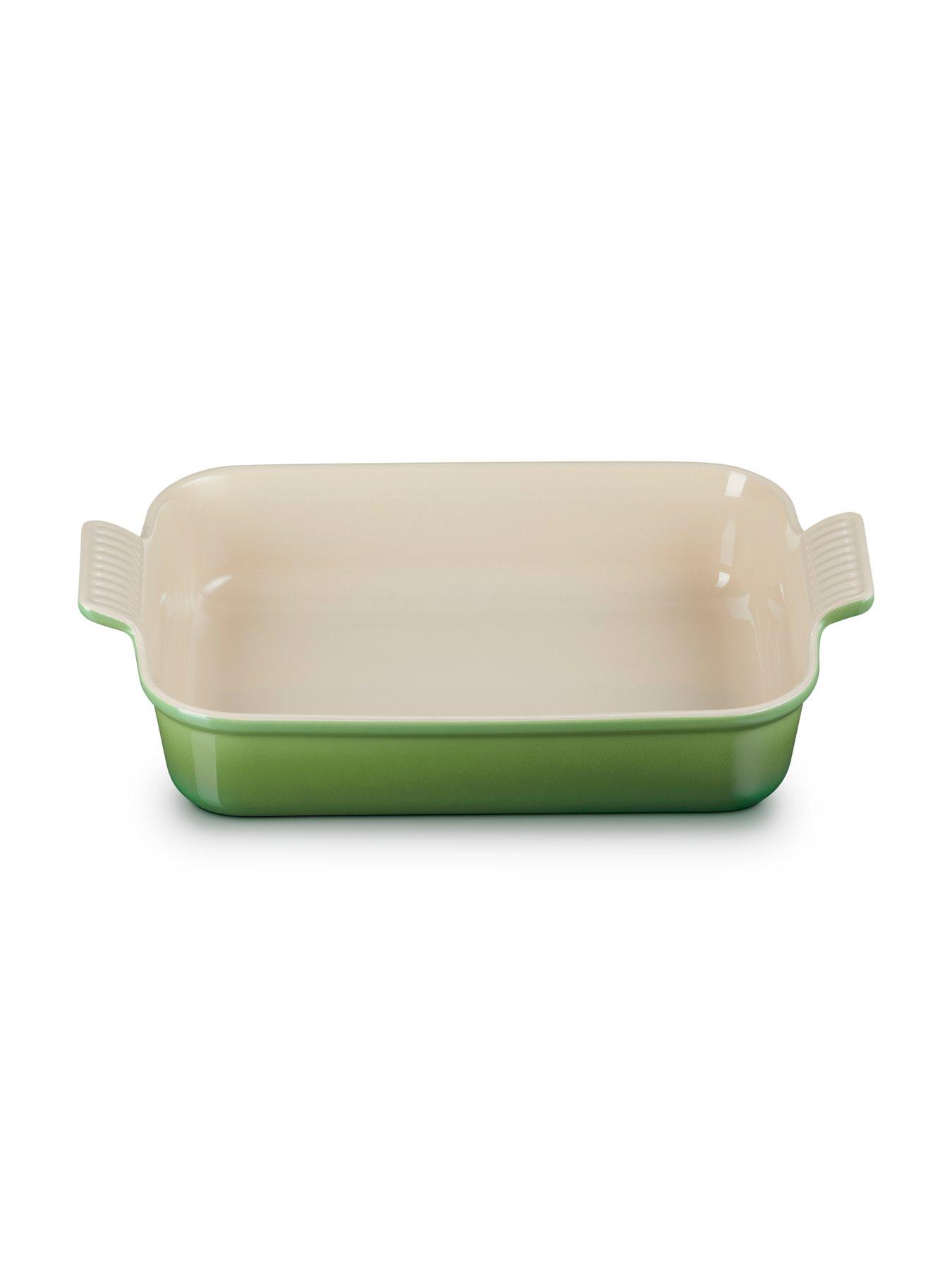  image of le-creuset-heritage-stoneware-32-cm-deep-rectangular-dish-in-green