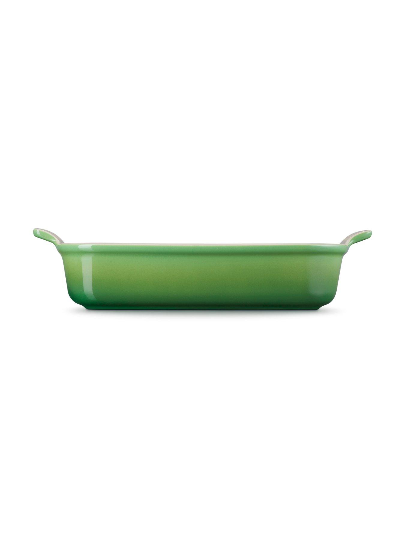  image of le-creuset-heritage-stoneware-32-cm-deep-rectangular-dish-in-green