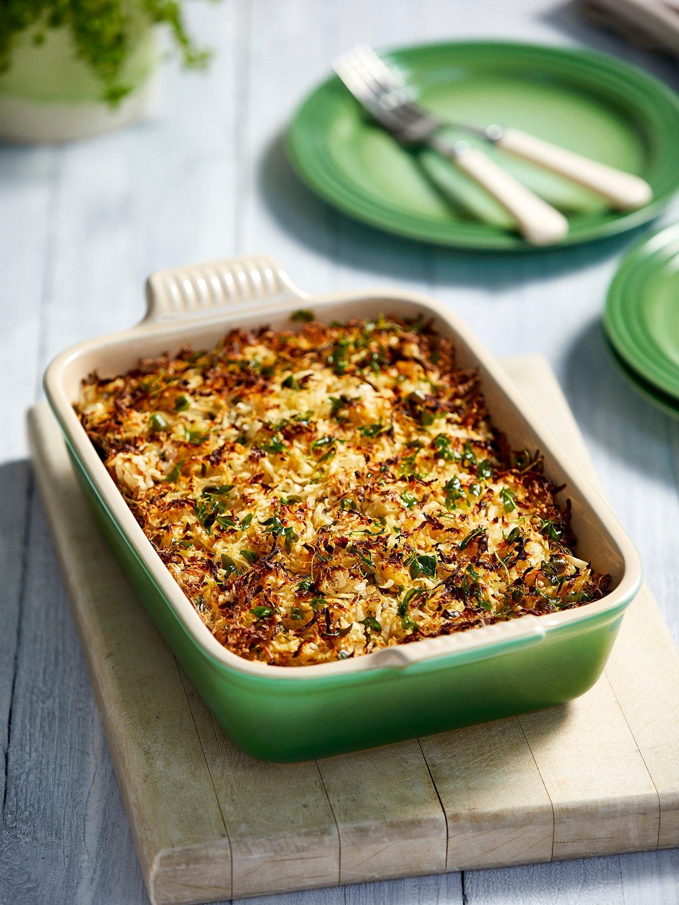  image of le-creuset-heritage-stoneware-32-cm-deep-rectangular-dish-in-green