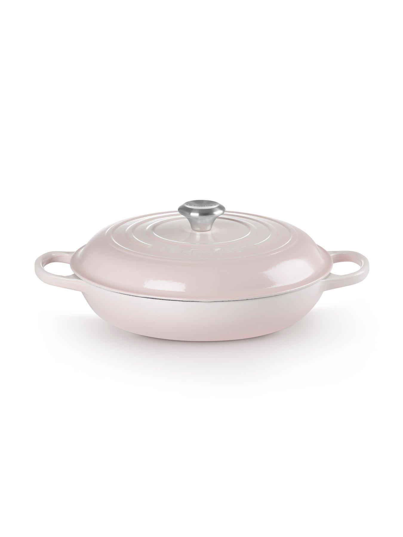  image of le-creuset-30-cm-shallow-cast-iron-casserole-dish-pink