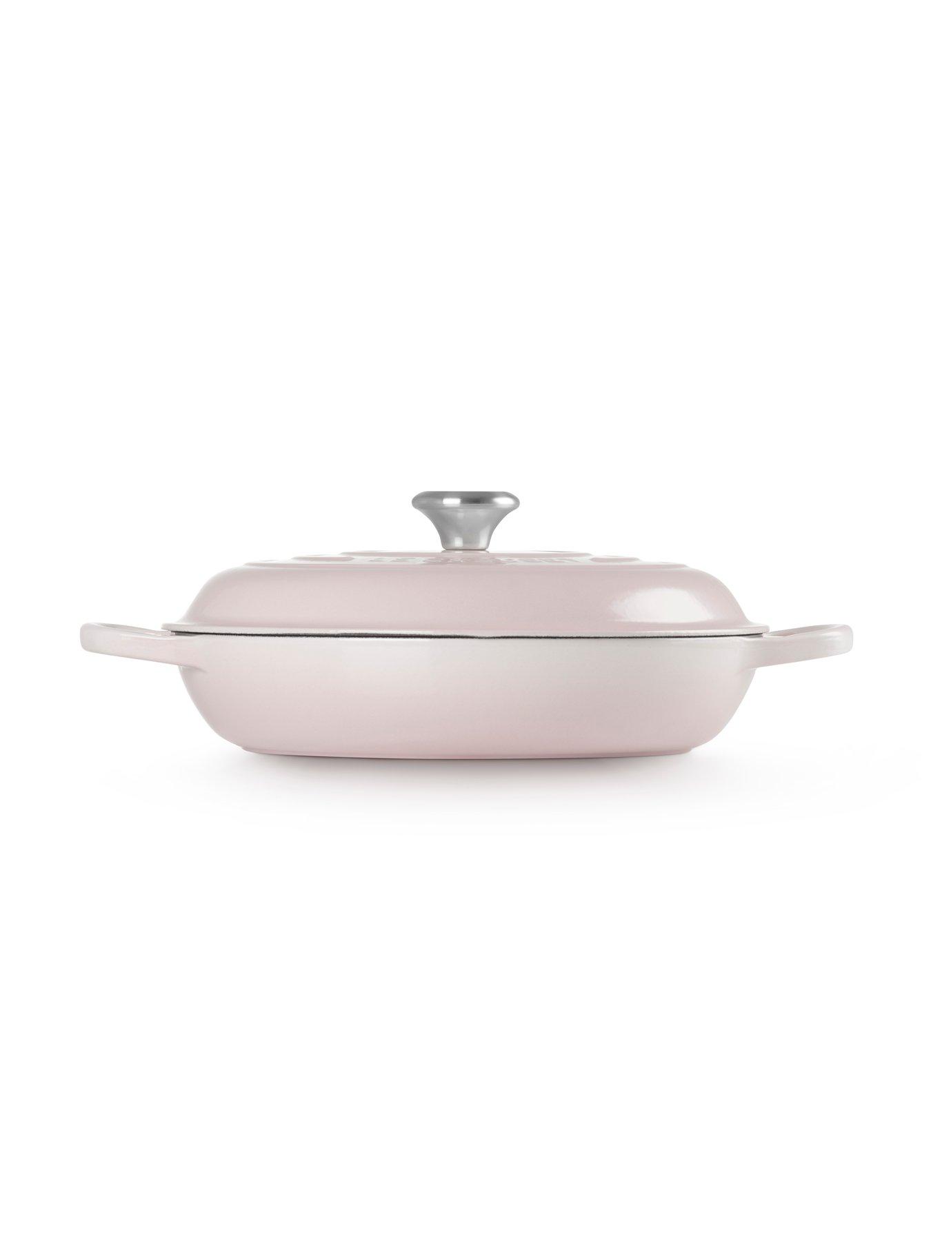  image of le-creuset-30-cm-shallow-cast-iron-casserole-dish-pink
