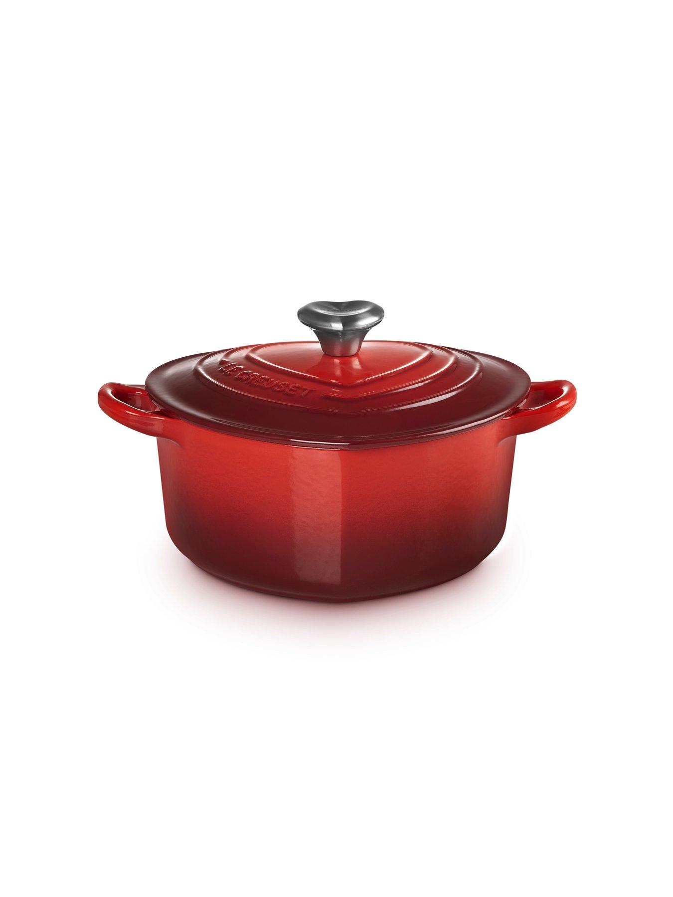  image of le-creuset-cast-iron-heart-shaped-20-cm-casserole-red