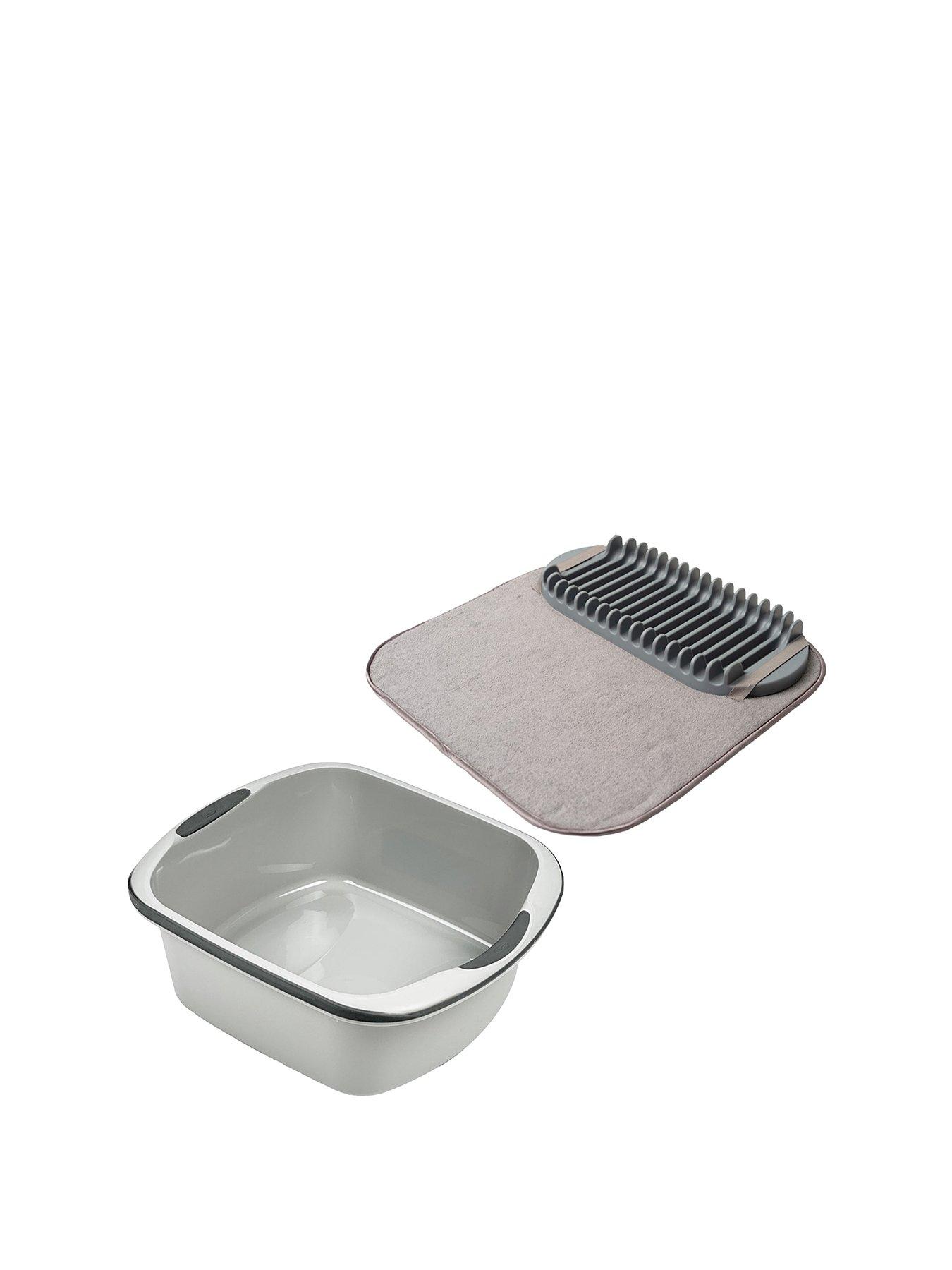 undefined Microfibre Drying Mat  &  Drainer And 9.5l Twin Material Bowl Met/graphite
