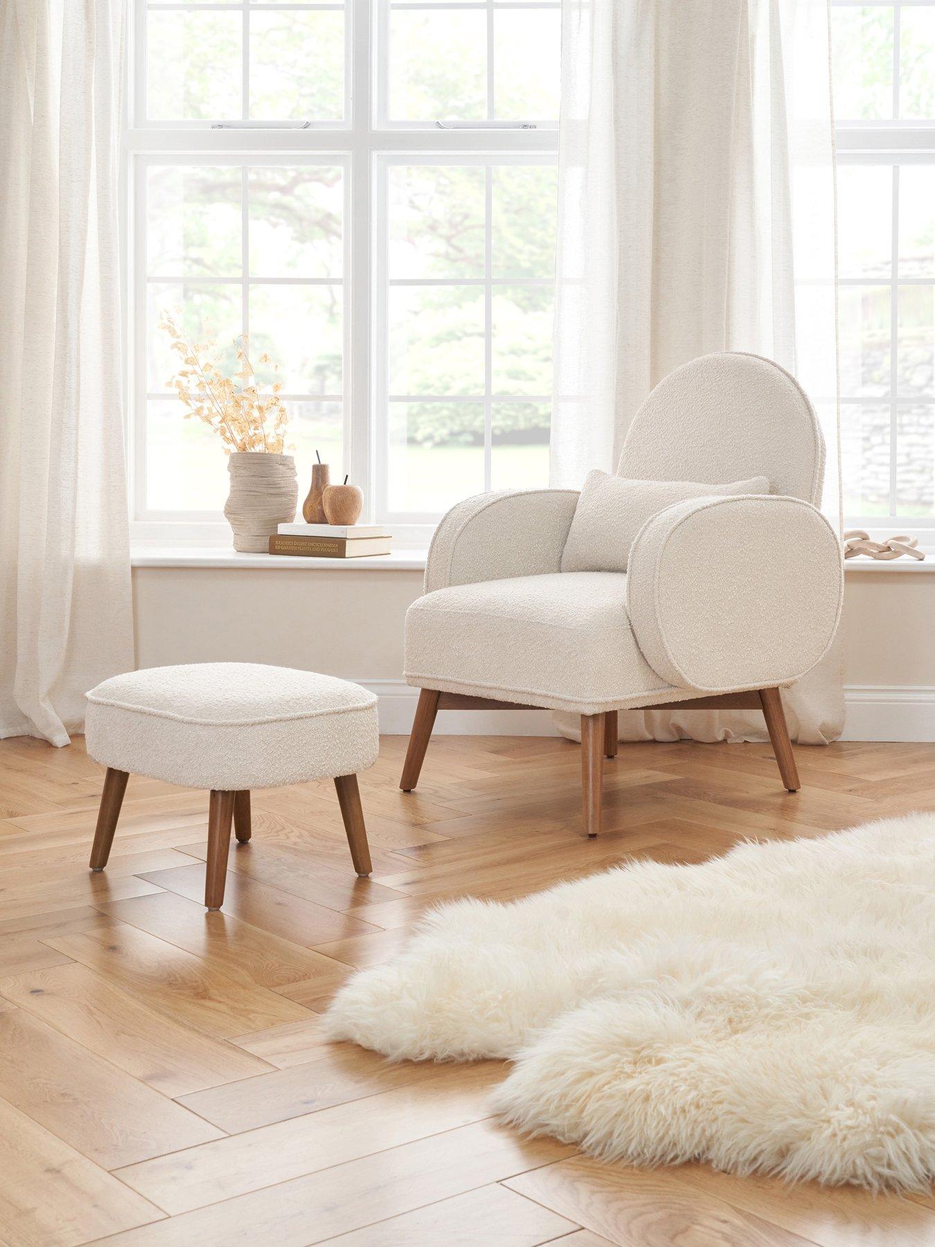 Tutti Bambini Micah Rocking Chair  &  Footstool - Boucle Fresh Cream